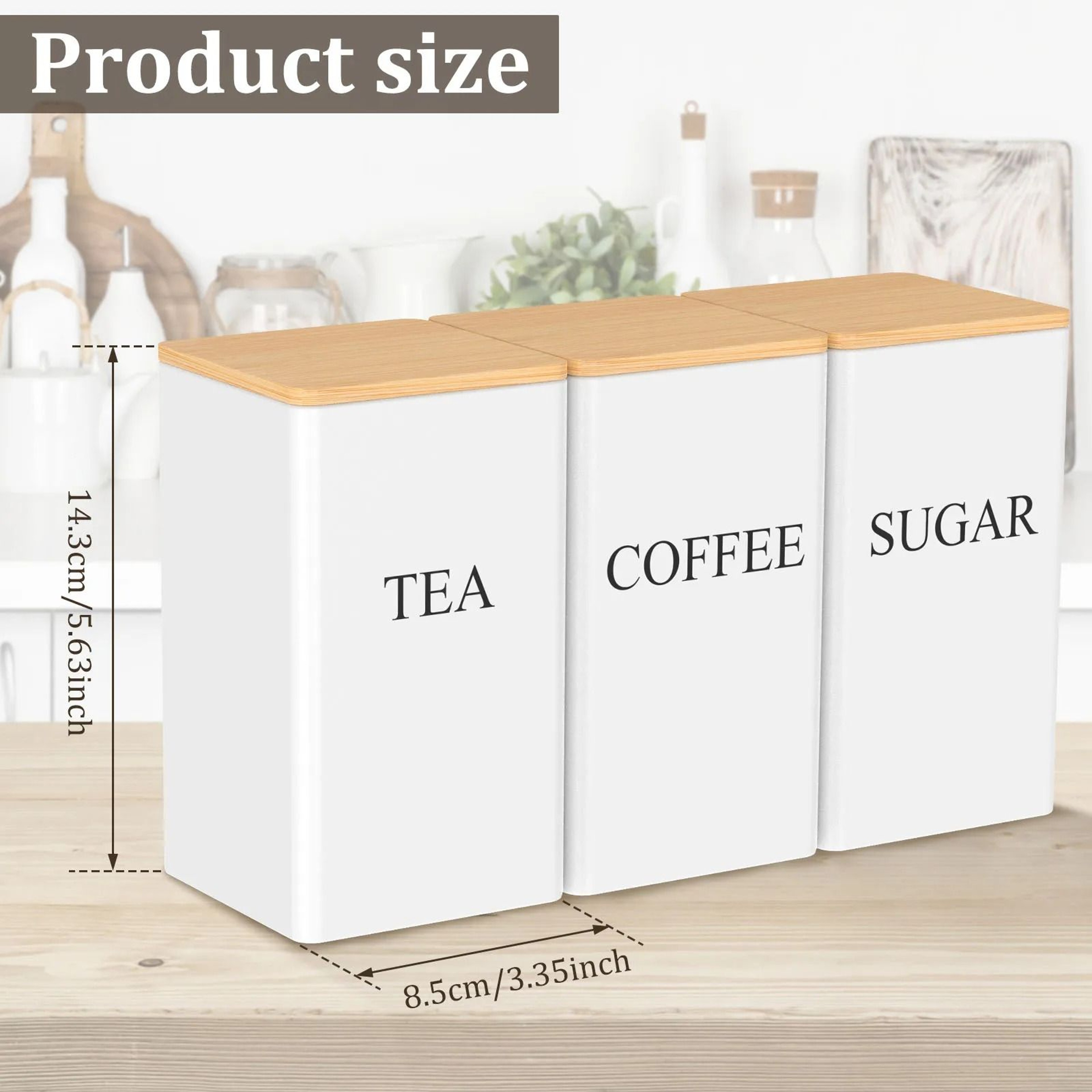 3Piece Retro Metal Coffee Tea  Sugar Canister Set 15