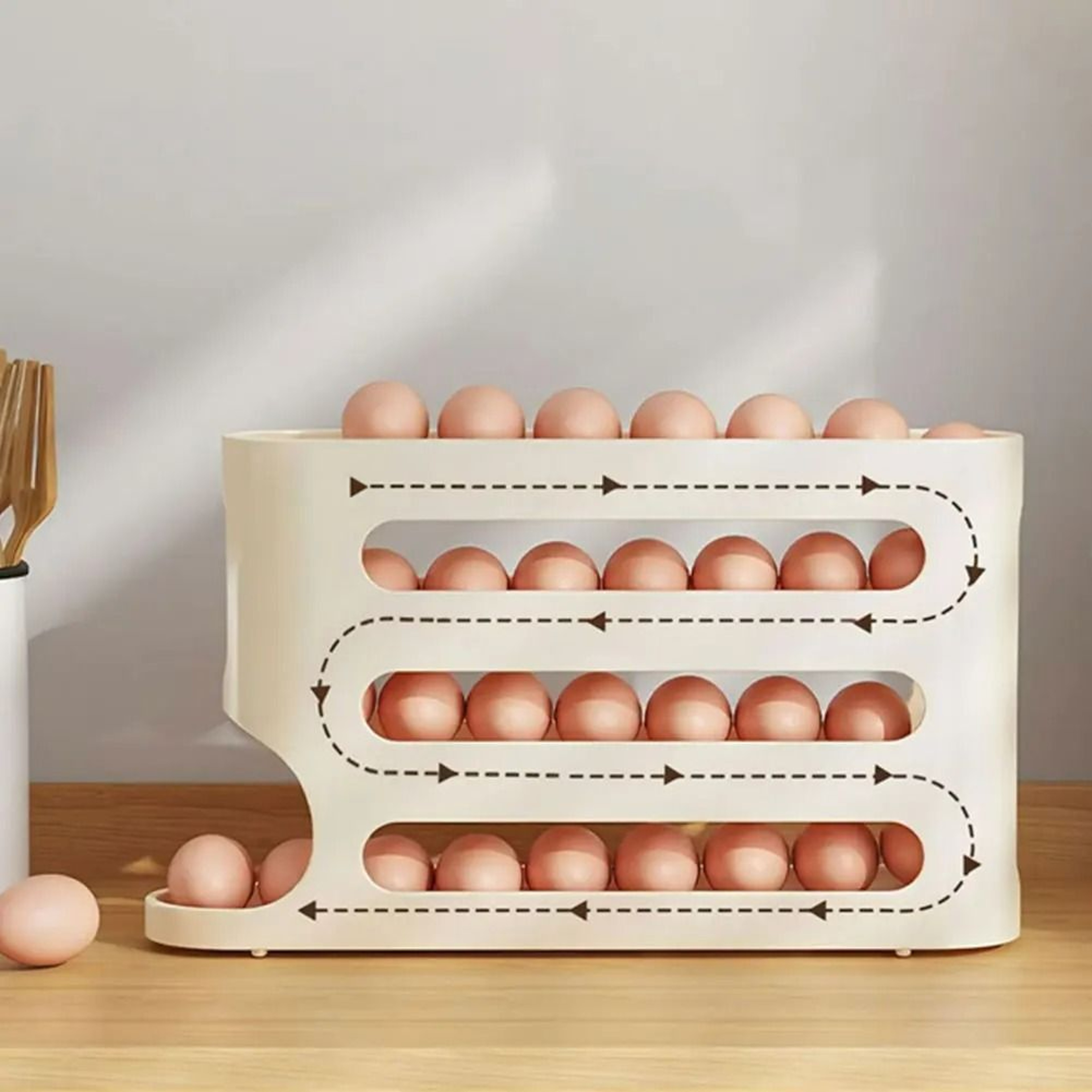 4Layer AutoRolling Egg Dispenser  Refrigerator Organizer 1