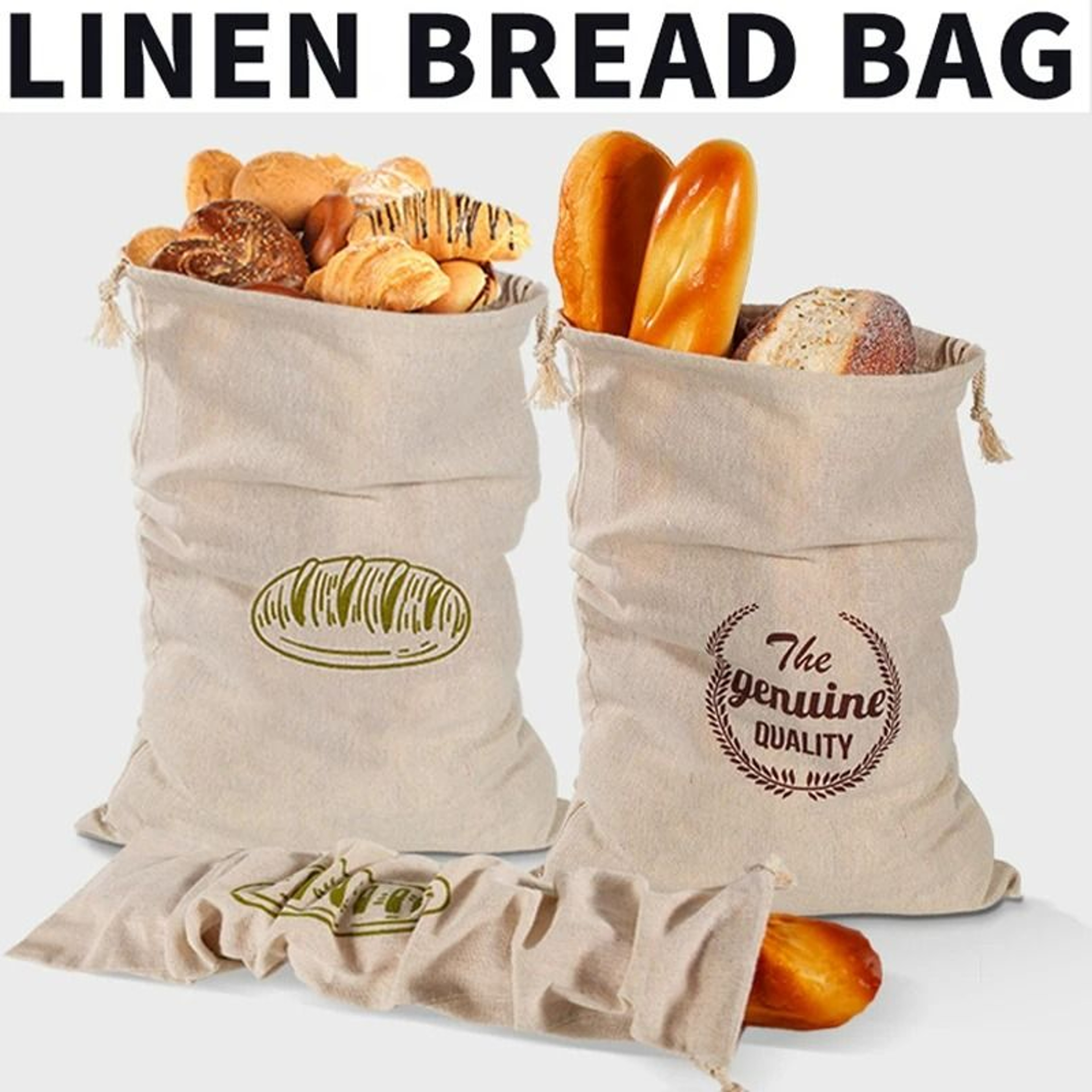 Reusable Linen Drawstring Bread Storage Bag 2