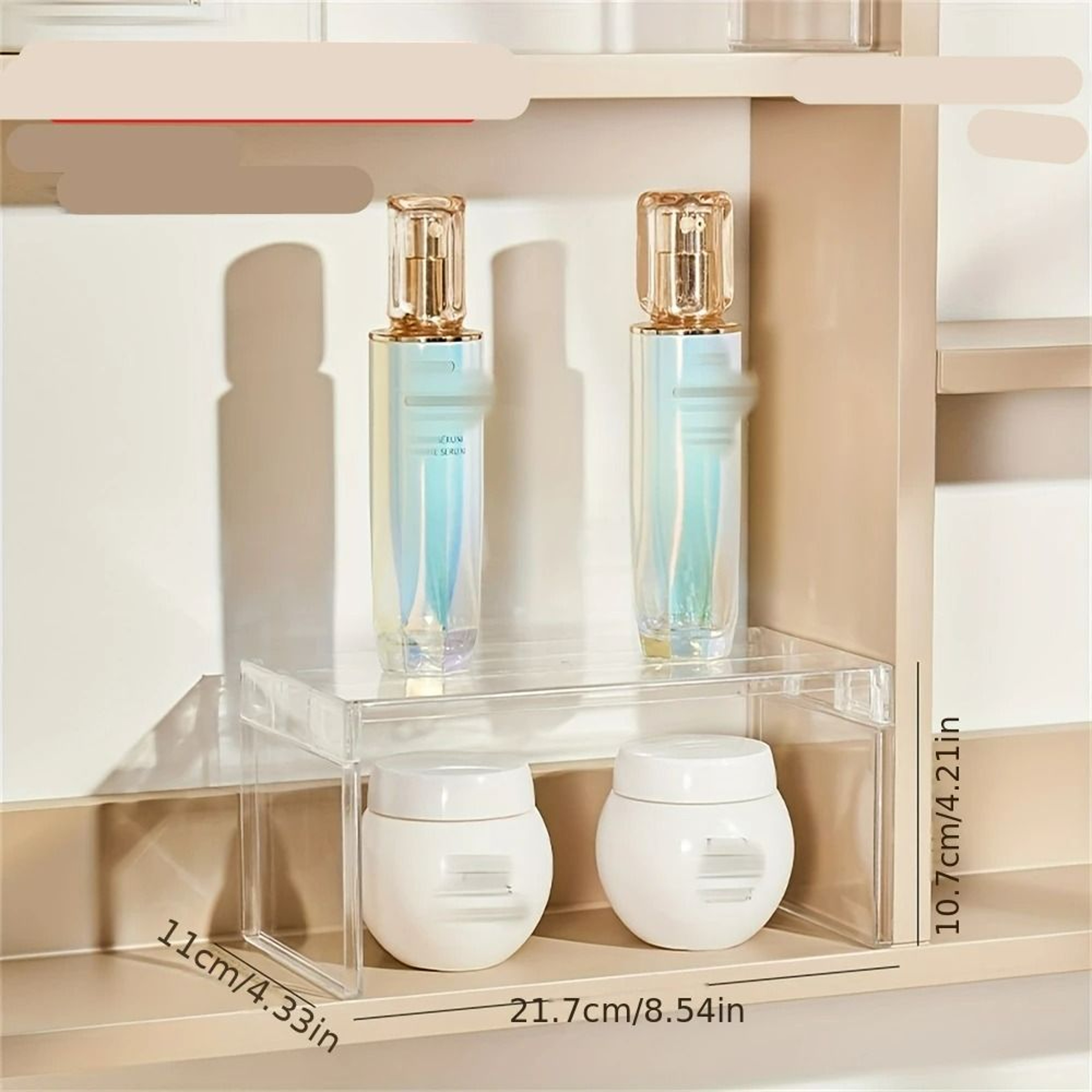 1Tier Acrylic Stackable Storage Shelf  Countertop Riser 6