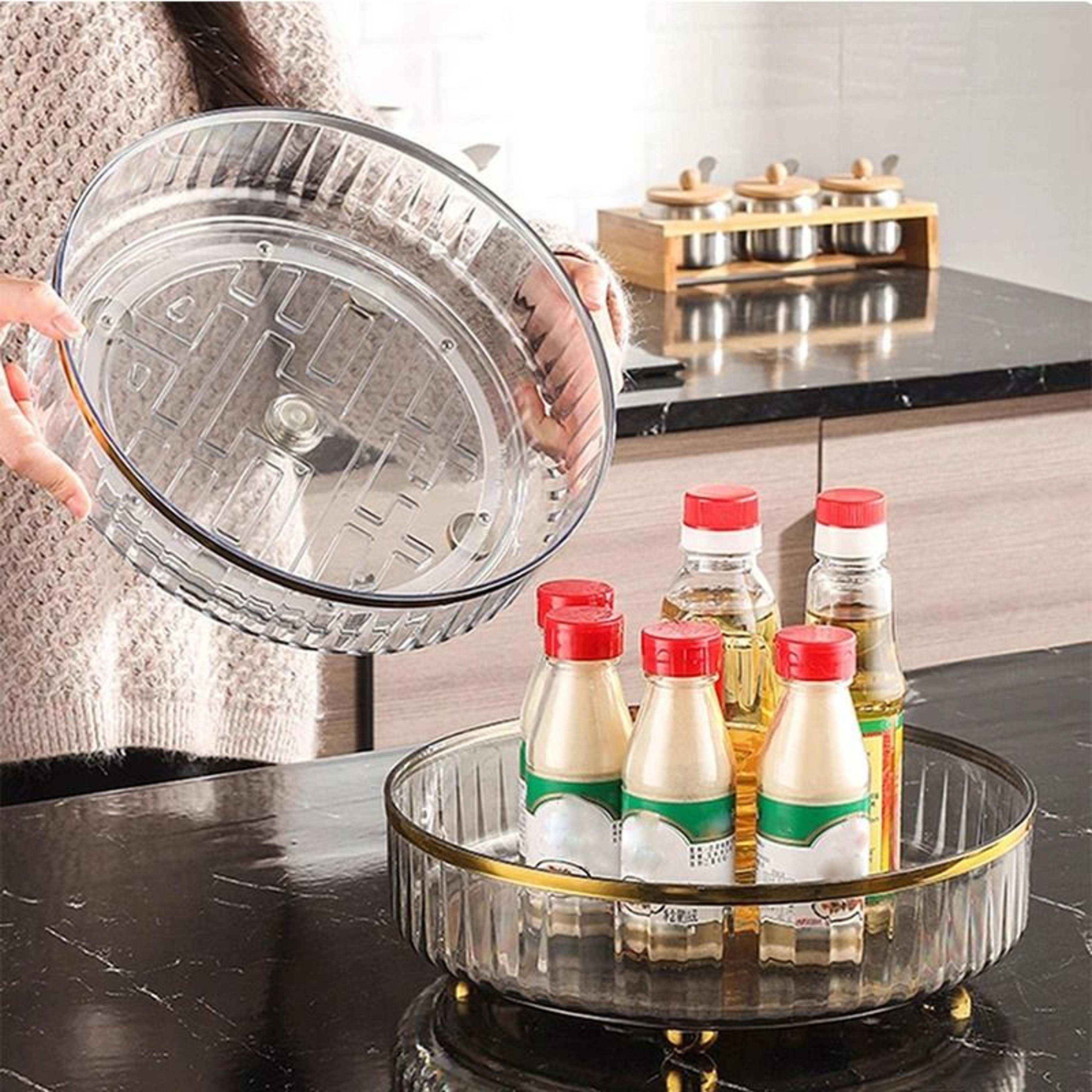 Multifunctional Rotating Spice Tray And Cosmetic Turntable 4