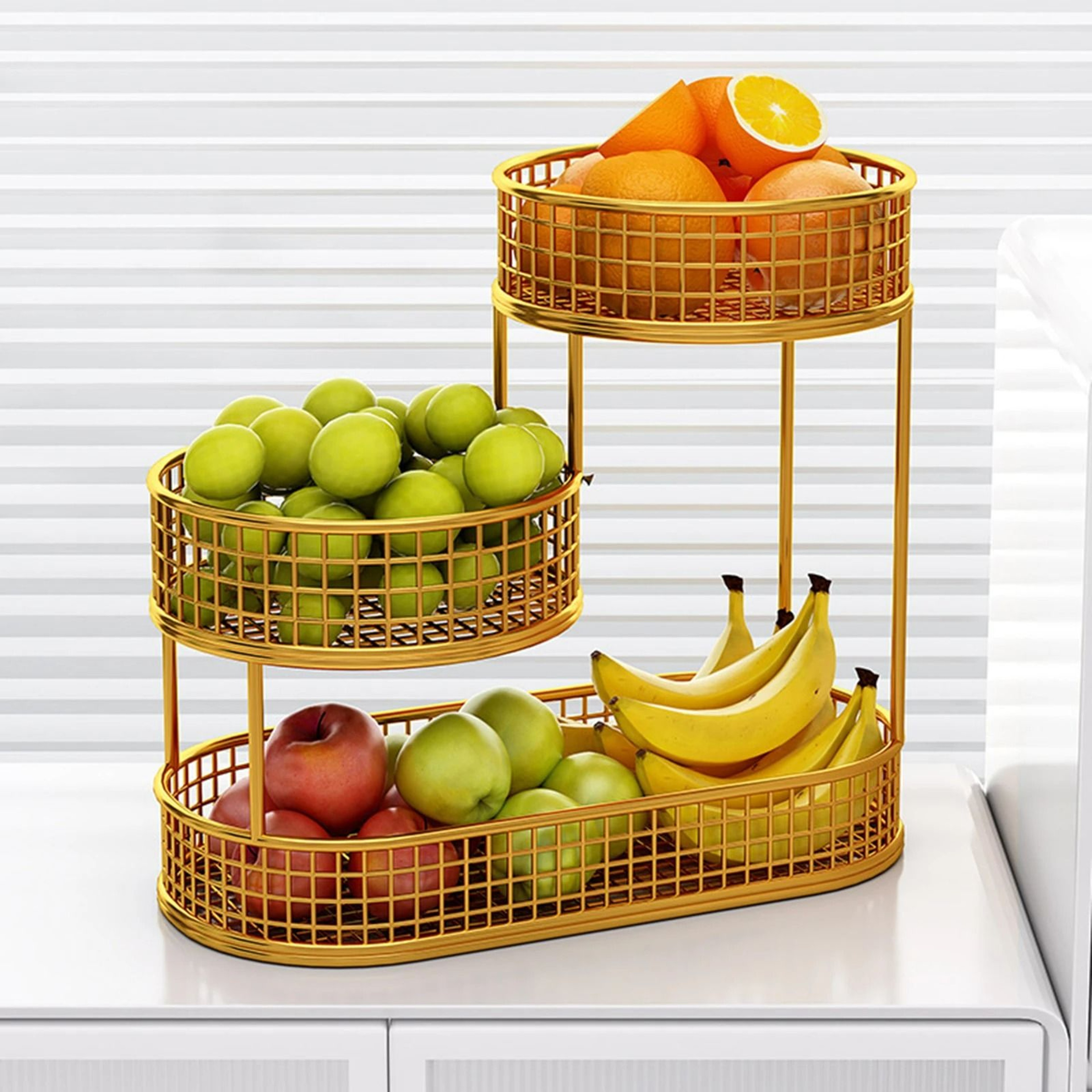 Geometric Wire Kitchen Storage Basket And Counter Serving Tray 3