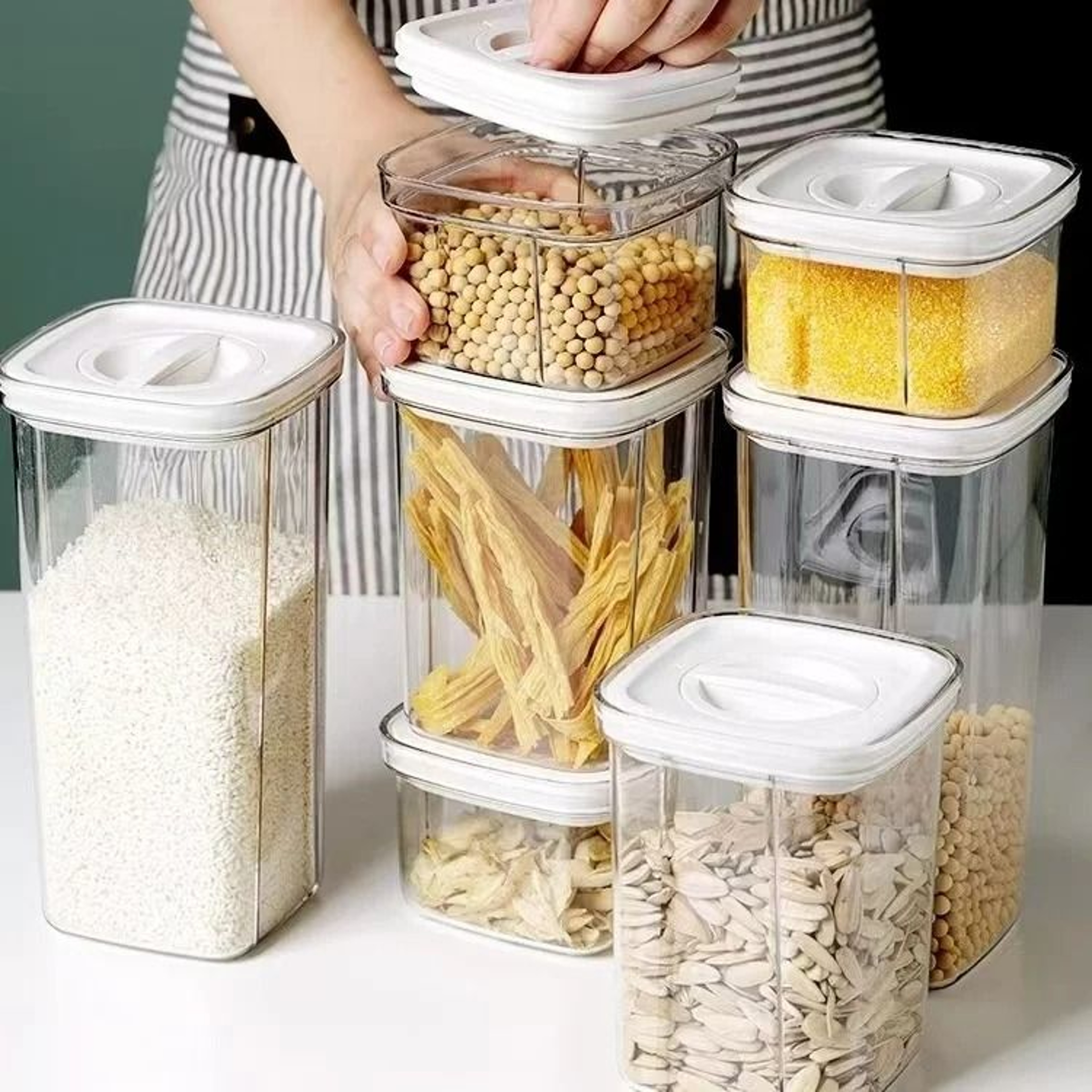 Stackable Airtight Kitchen Storage Canisters  MoistureProof Pantry Organization Jars 6