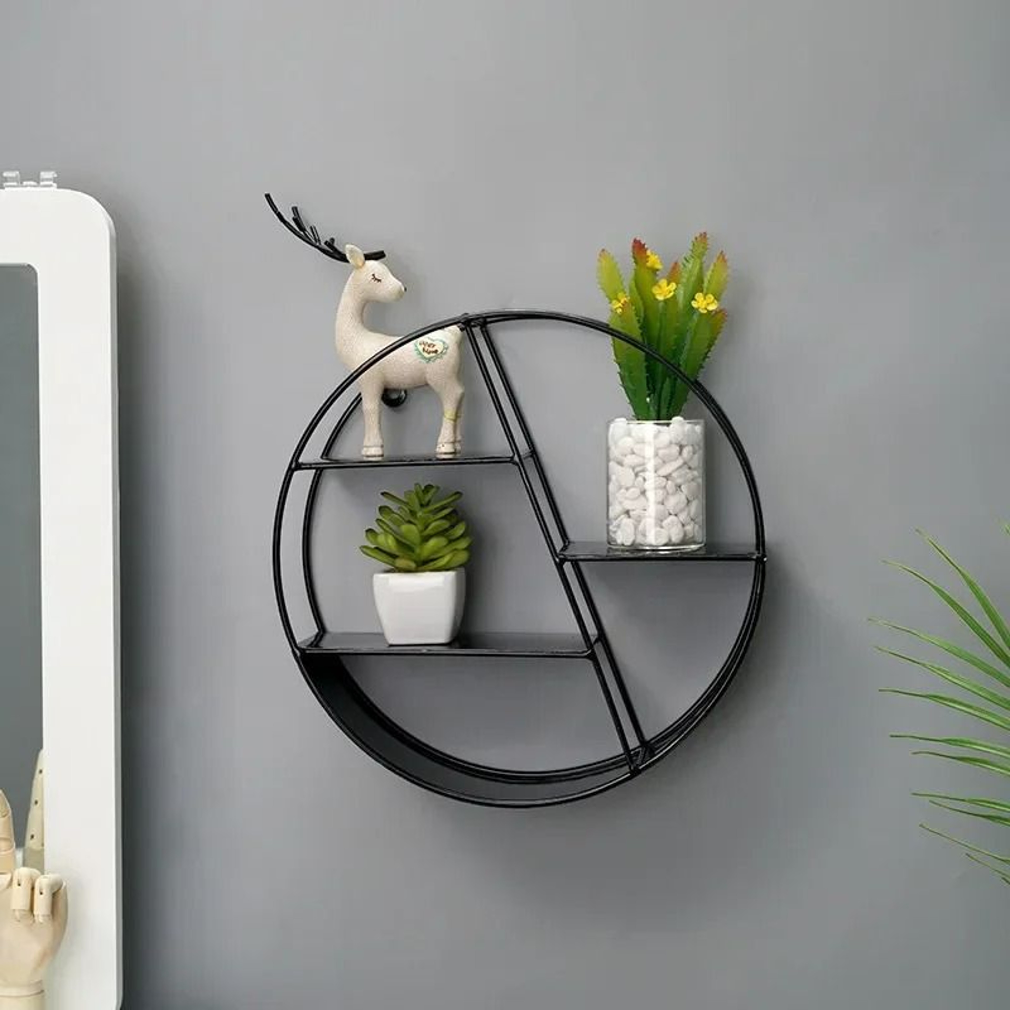 Wall Mounted Circular Floating Shelf  Geometric Nordic Decorative Display Rack 2