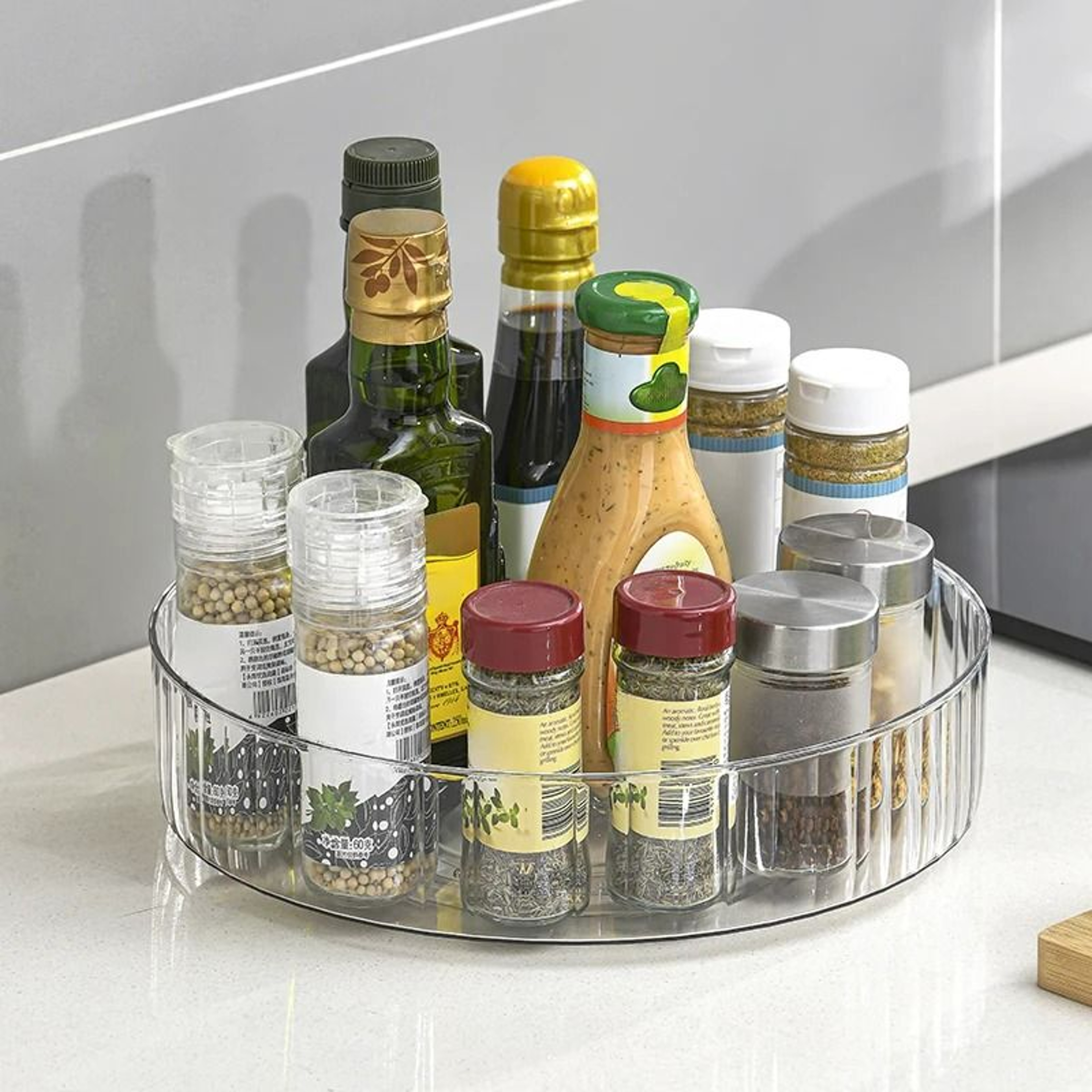 360 Rotating Lazy Susan Organizer  Premium Clear Turntable Storage Tray For Fridge Pantry And Count 0