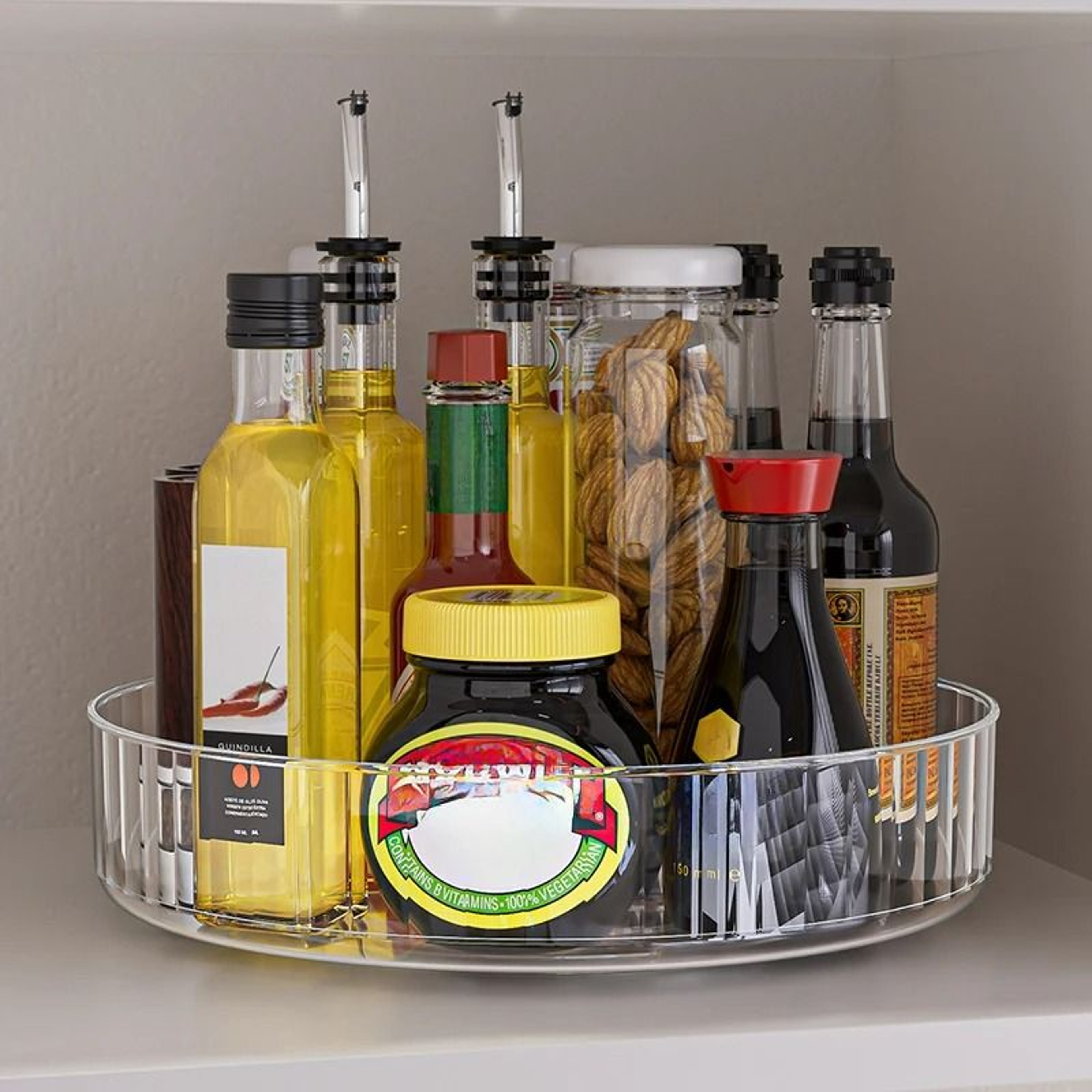 360 Rotating Lazy Susan Organizer  Premium Clear Turntable Storage Tray For Fridge Pantry And Count 4