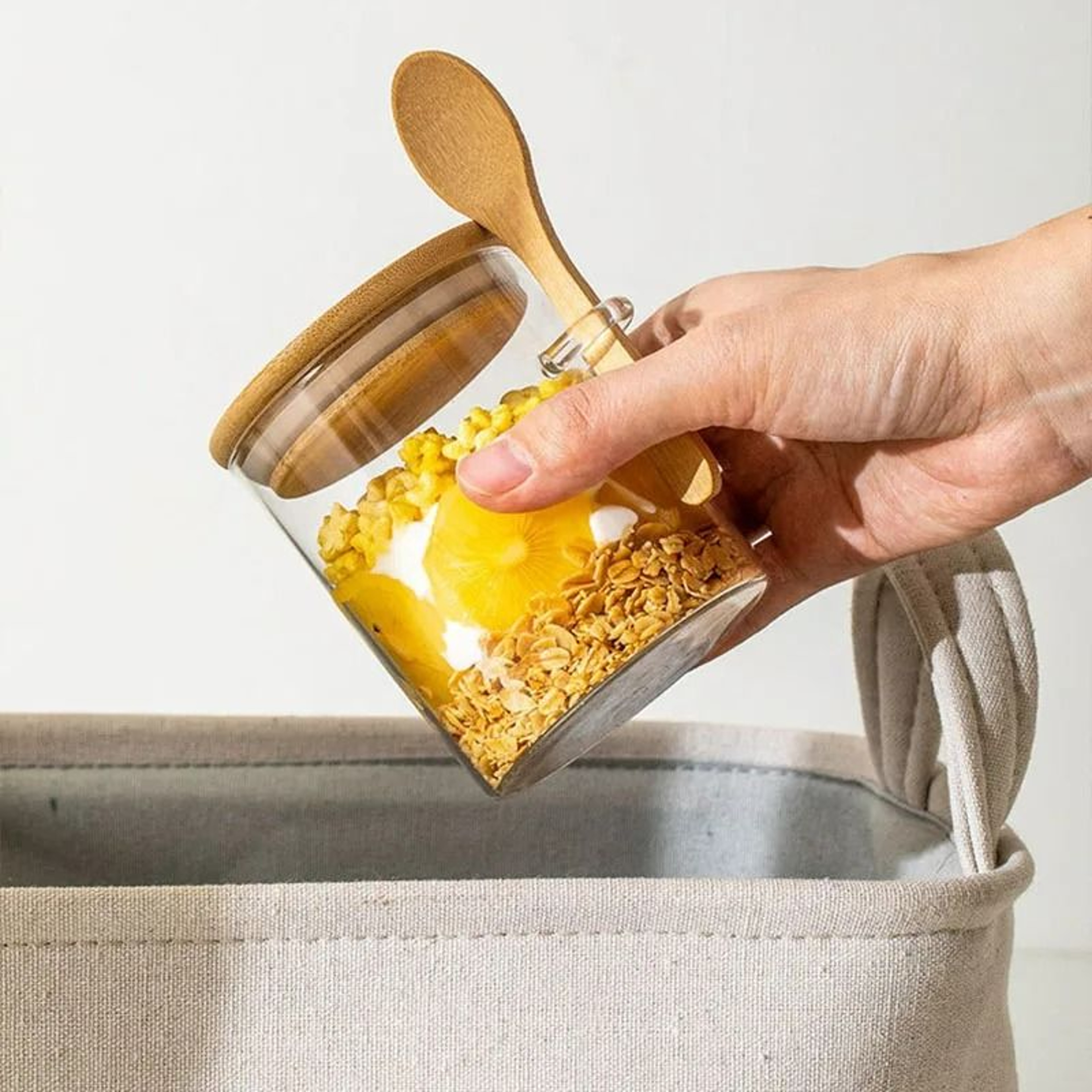 Glass Airtight Storage Canister  Premium HighBorosilicate Food Container With Hanging Wooden Spoon  5