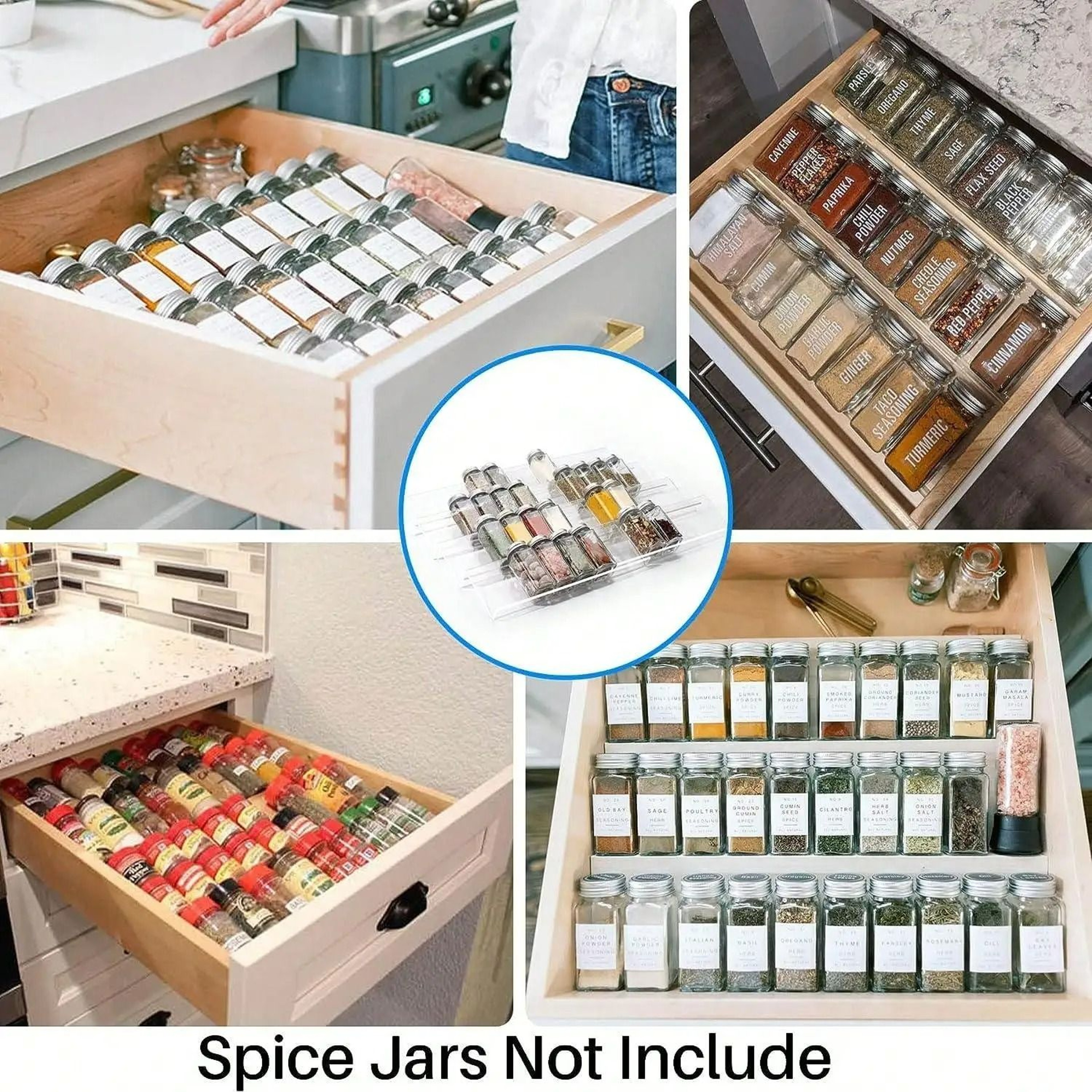 Expandable 4Tier Acrylic Spice Drawer Organizer  Premium Slanted Seasoning Rack Tray For Kitchen Ca 5