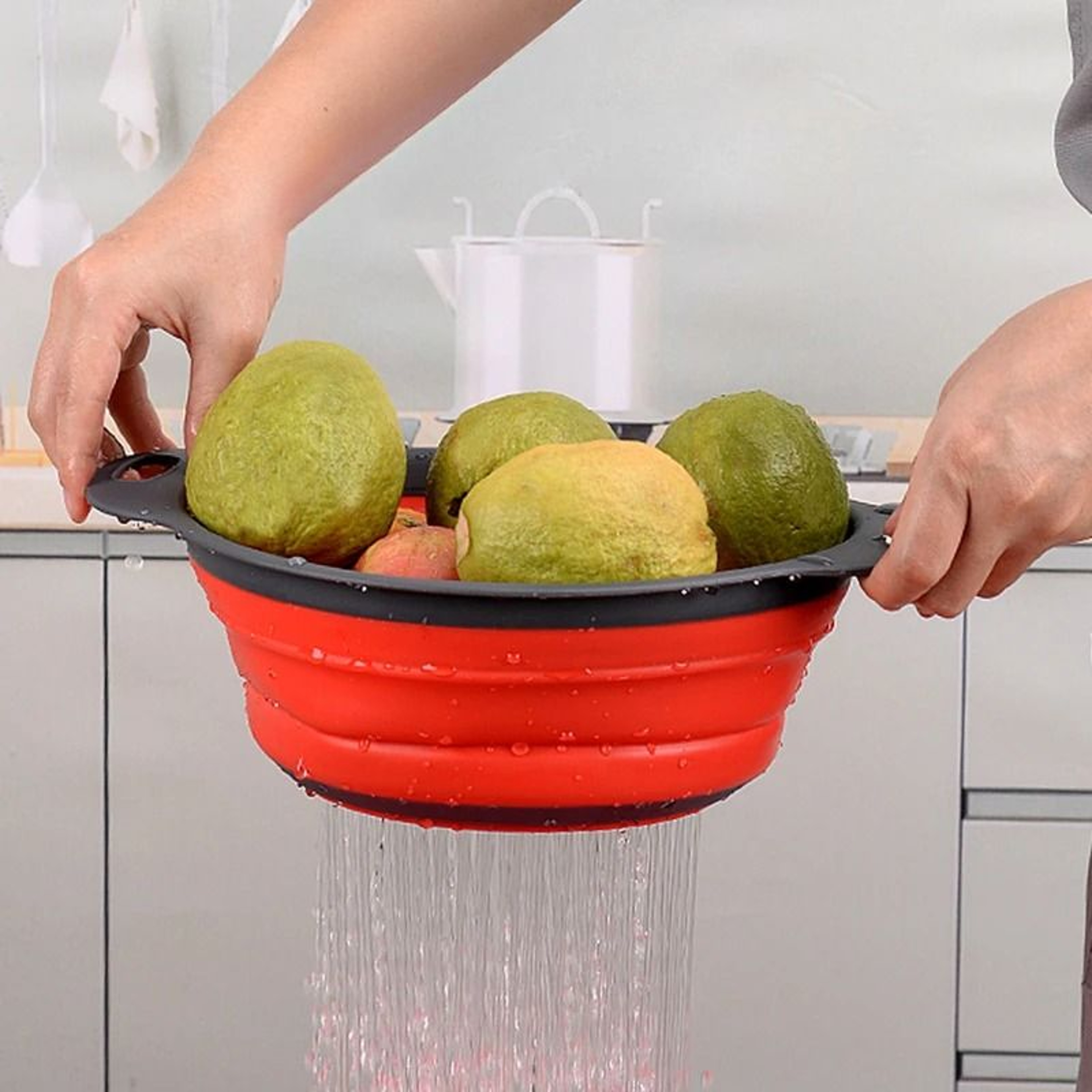 Collapsible Kitchen Strainer Basket  SpaceSaving Foldable Drain Hub For Rice Fruits And Vegetables 3