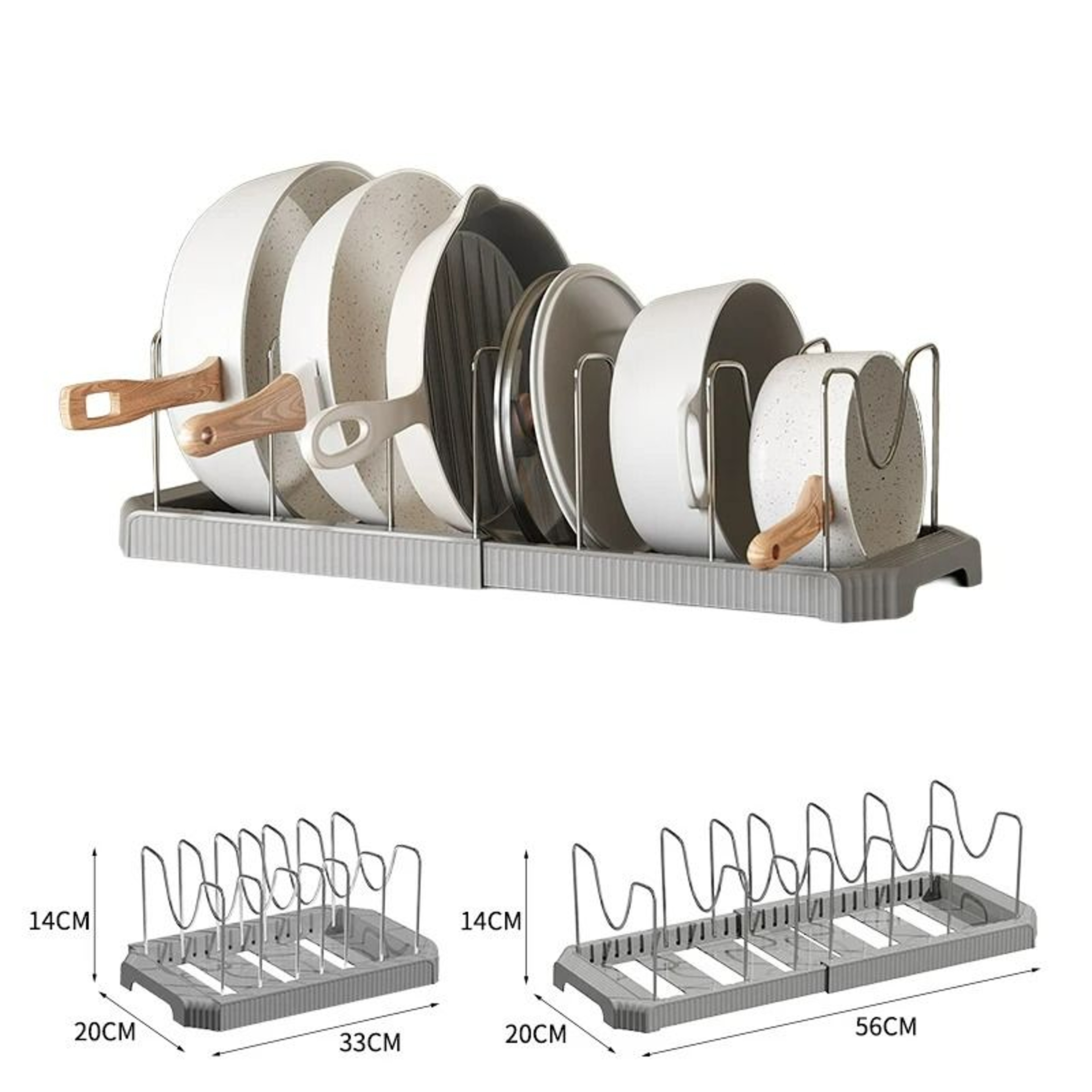 Expandable Kitchen Organizer Rack  HeavyDuty Retractable Cabinet Shelf For Bowls Pots And Cookware 9