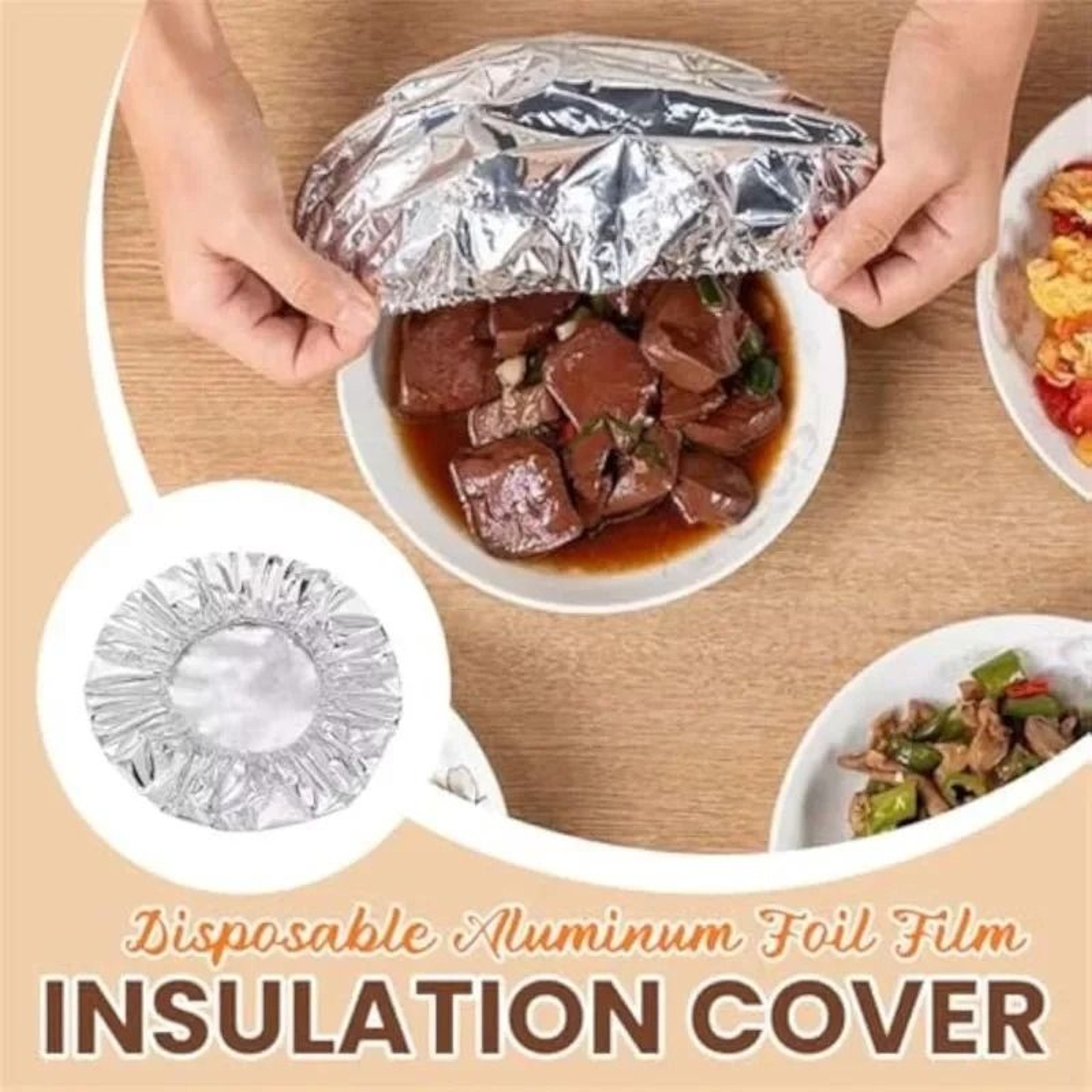 Elastic Aluminum Foil Insulation Covers  50Piece EcoFriendly Reusable Thermal Food Storage Caps 2