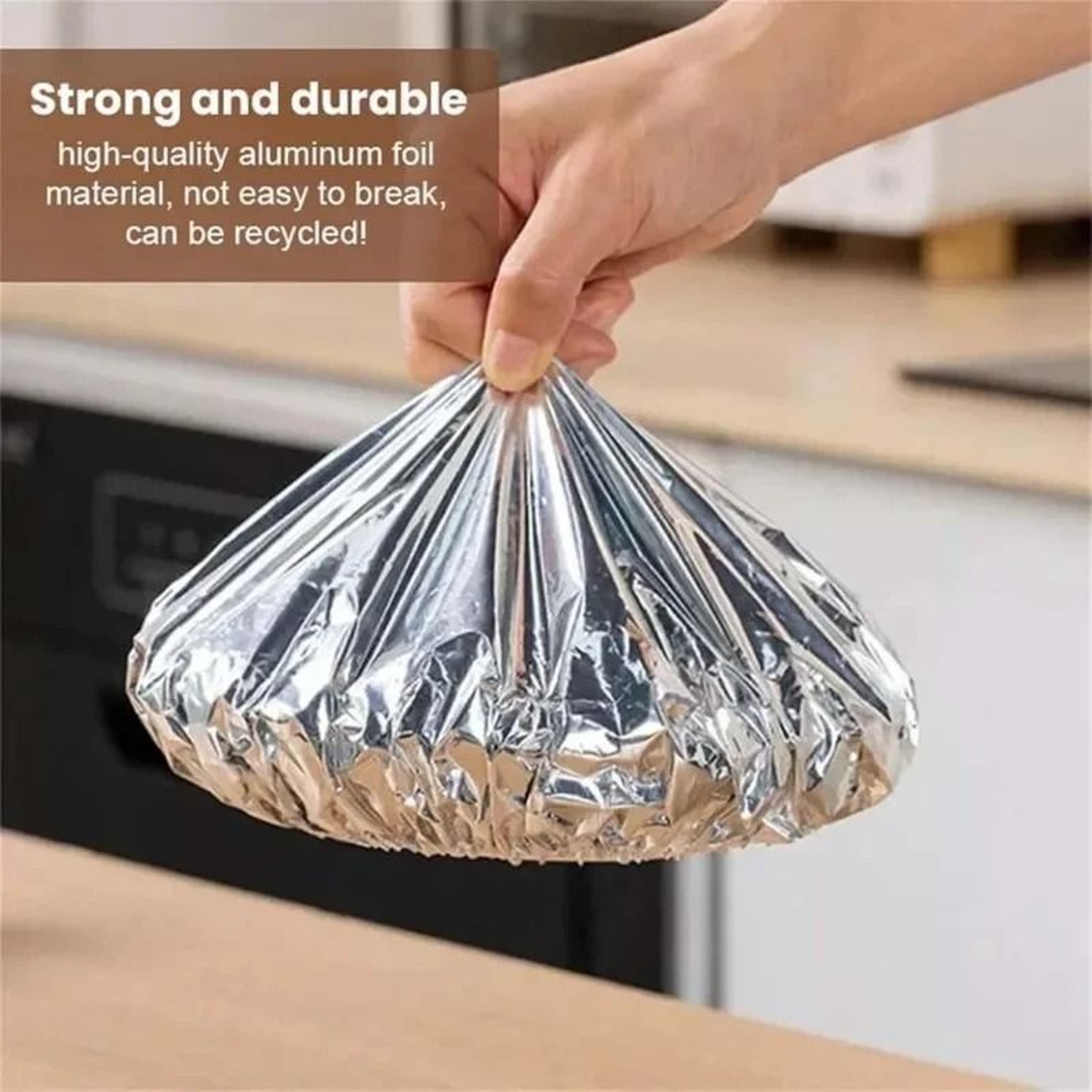 Elastic Aluminum Foil Insulation Covers  50Piece EcoFriendly Reusable Thermal Food Storage Caps 3