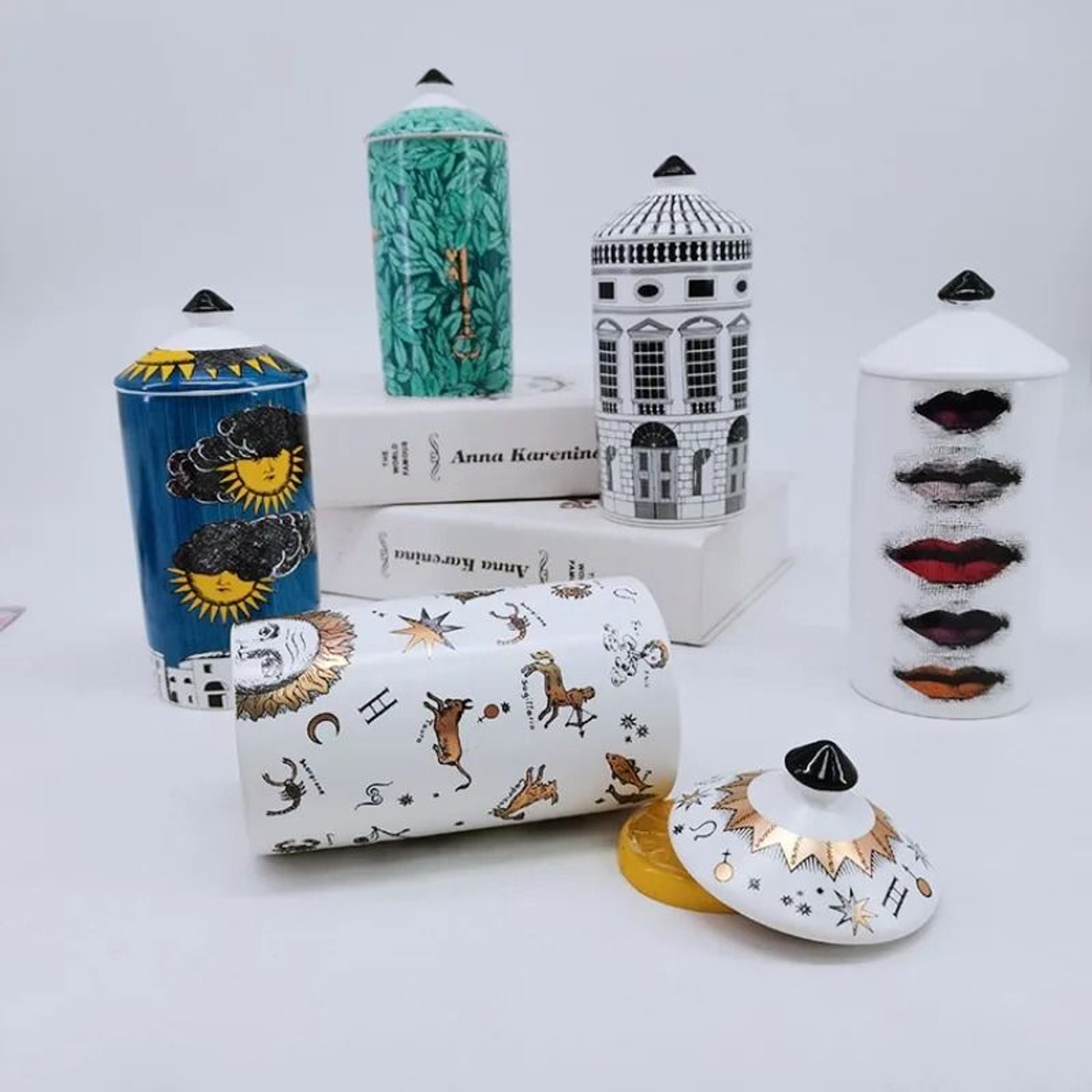 Ceramic Swab Storage Box  Modern Cosmetic Cotton Jar  Tabletop Building Craft Candle Holder 1