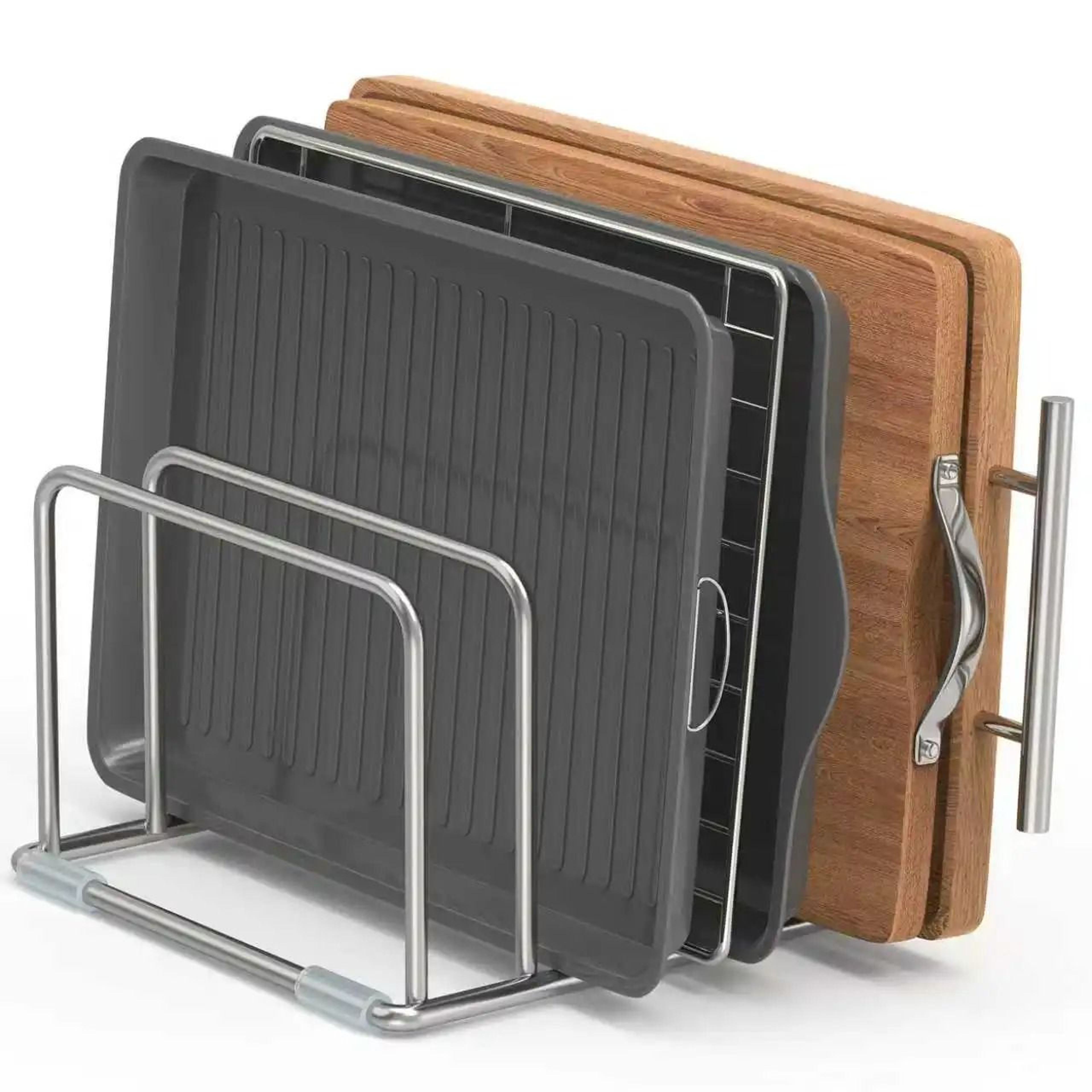 Stainless Steel Cutting Board Holder  HeavyDuty Chopping Board Stand  Countertop Storage Rack 2