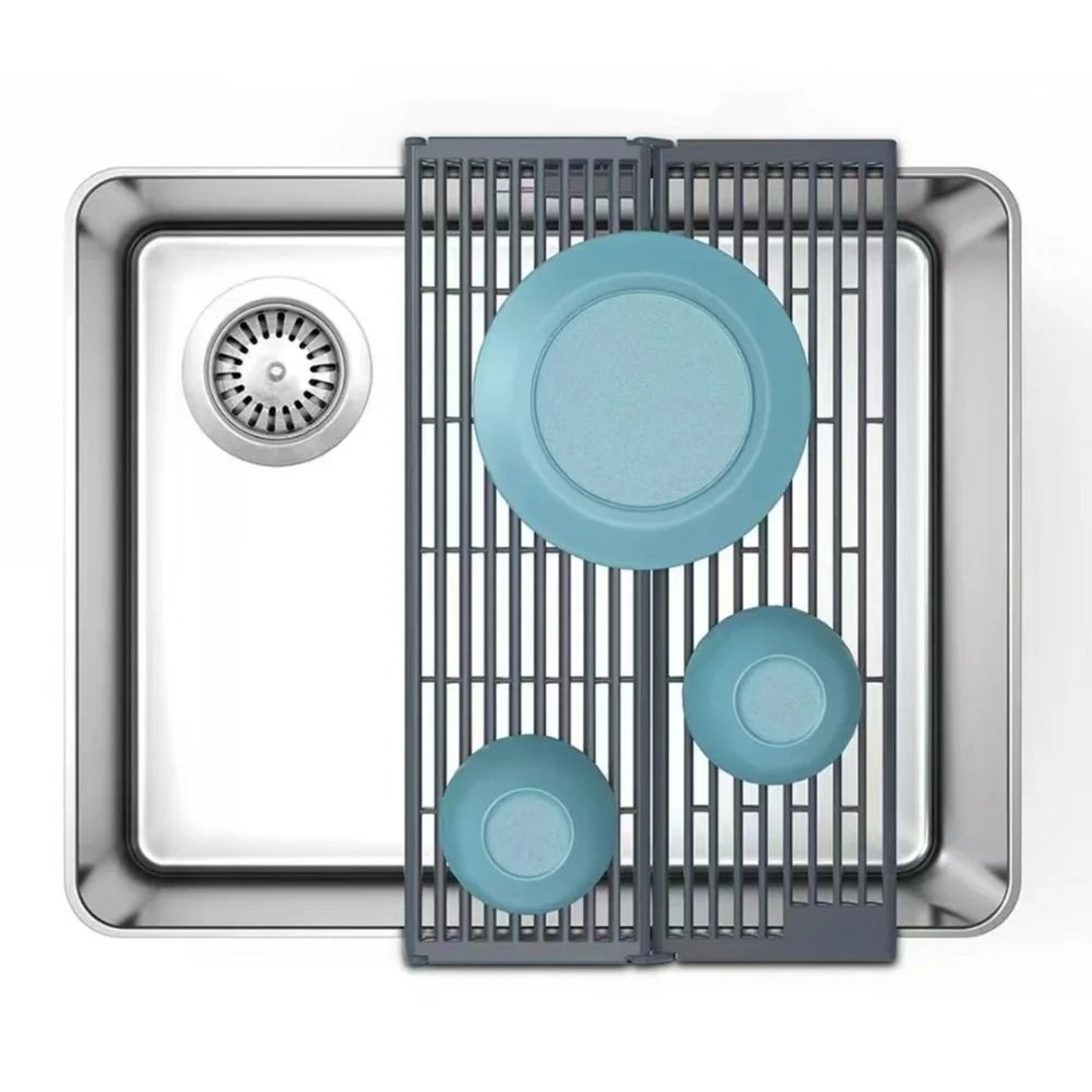 Black Foldable Kitchen Sink Drainer  SplashProof Drying Rack For Dishes  Utensils 6