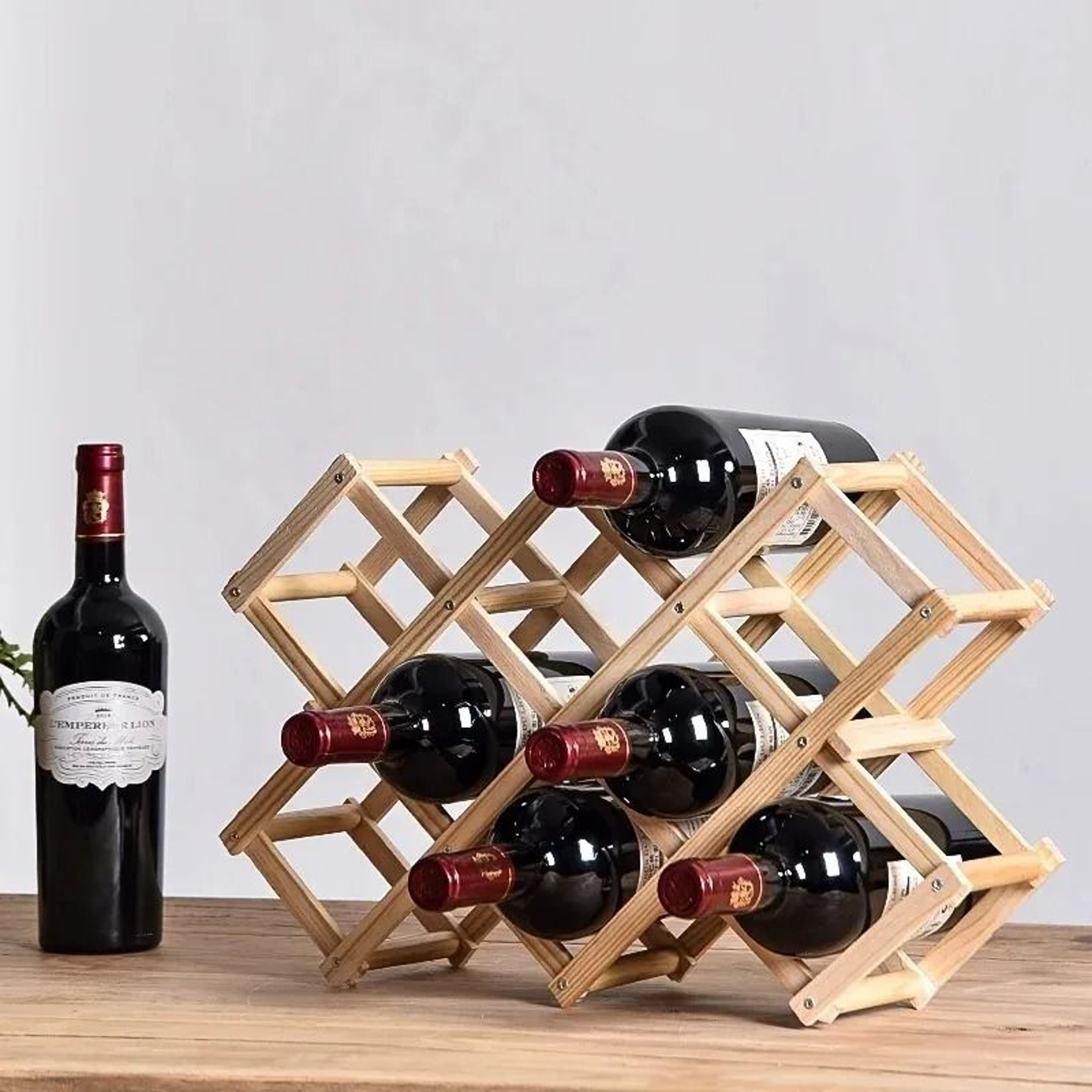 Stackable Wooden Wine Storage Shelves  Modular Countertop Display Rack  Home Bar Cabinets Organizer 0