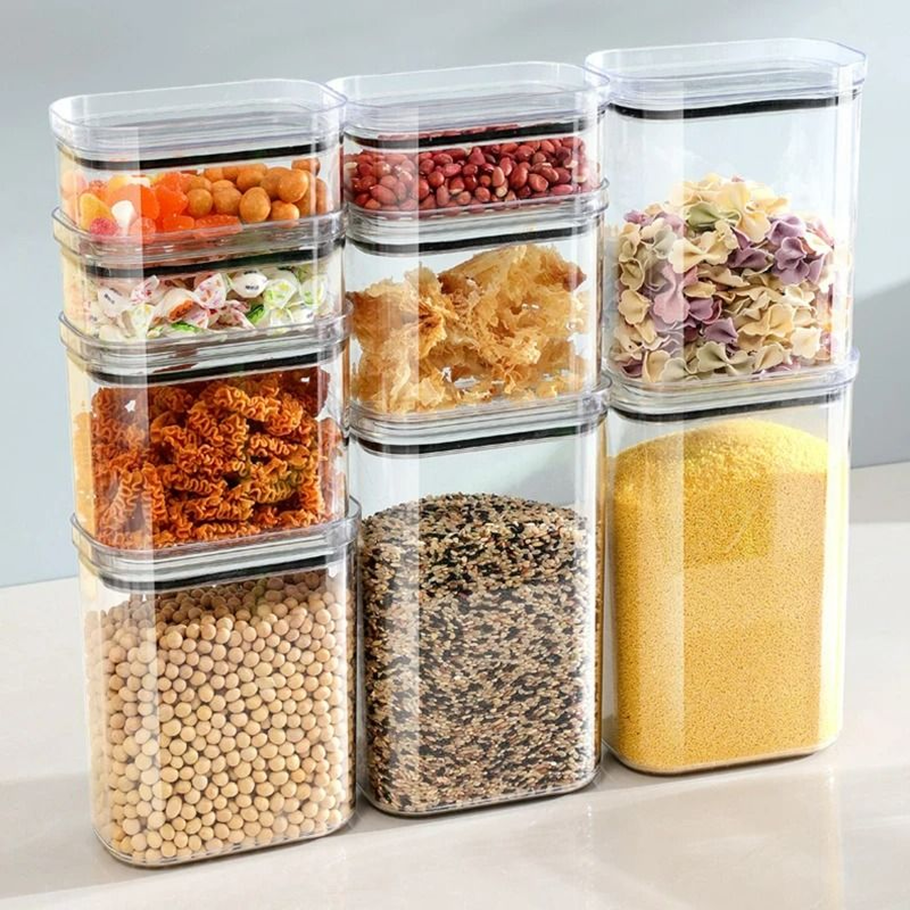 Airtight Multigrain Storage Canisters  MoistureProof LargeCapacity Food Storage Jars With Locking L 2