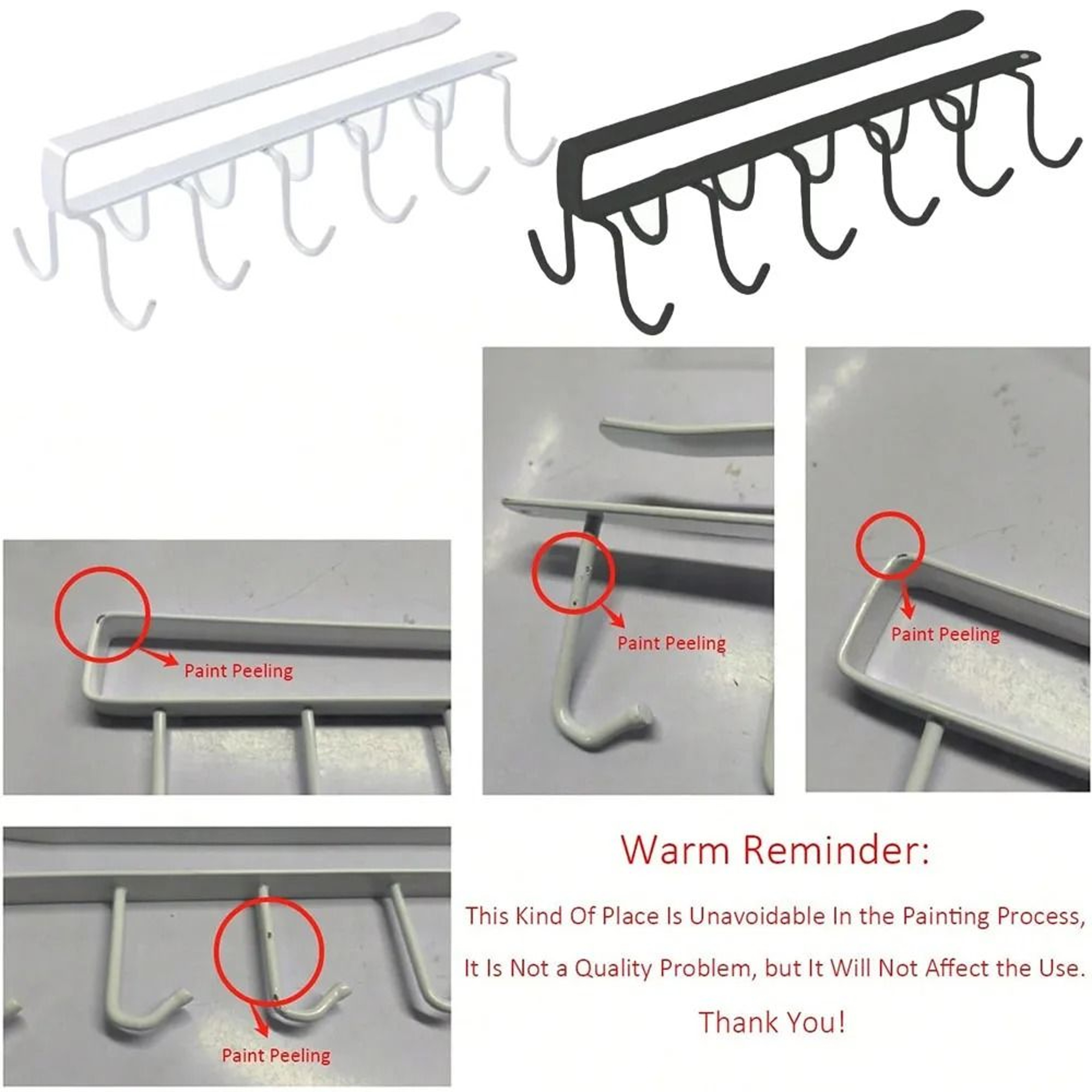 UnderCabinet DoubleRow Hanging Mug Rack  8 Hooks 4