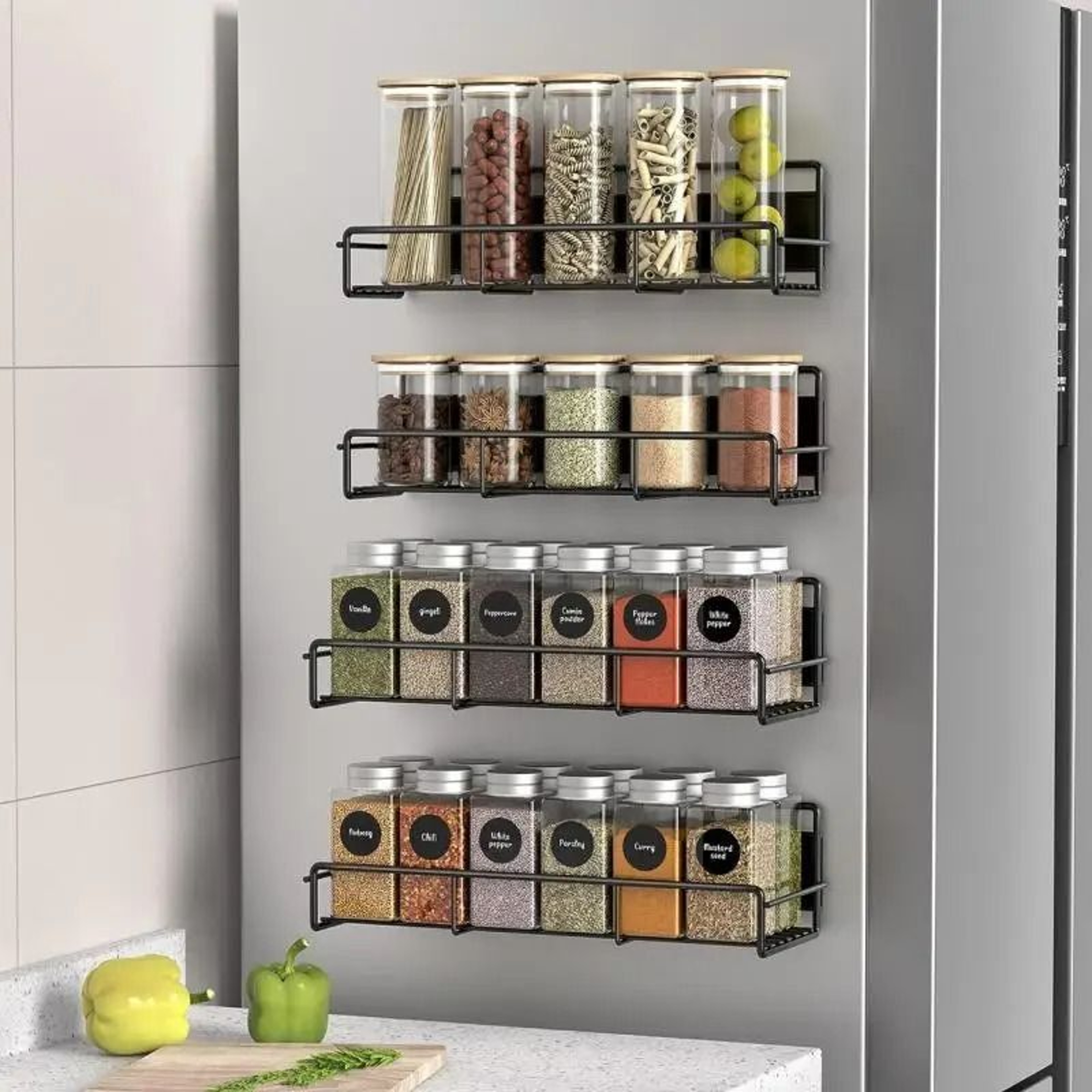 Magnetic Spice Rack Organizer For Refrigerator  4 Pack 0