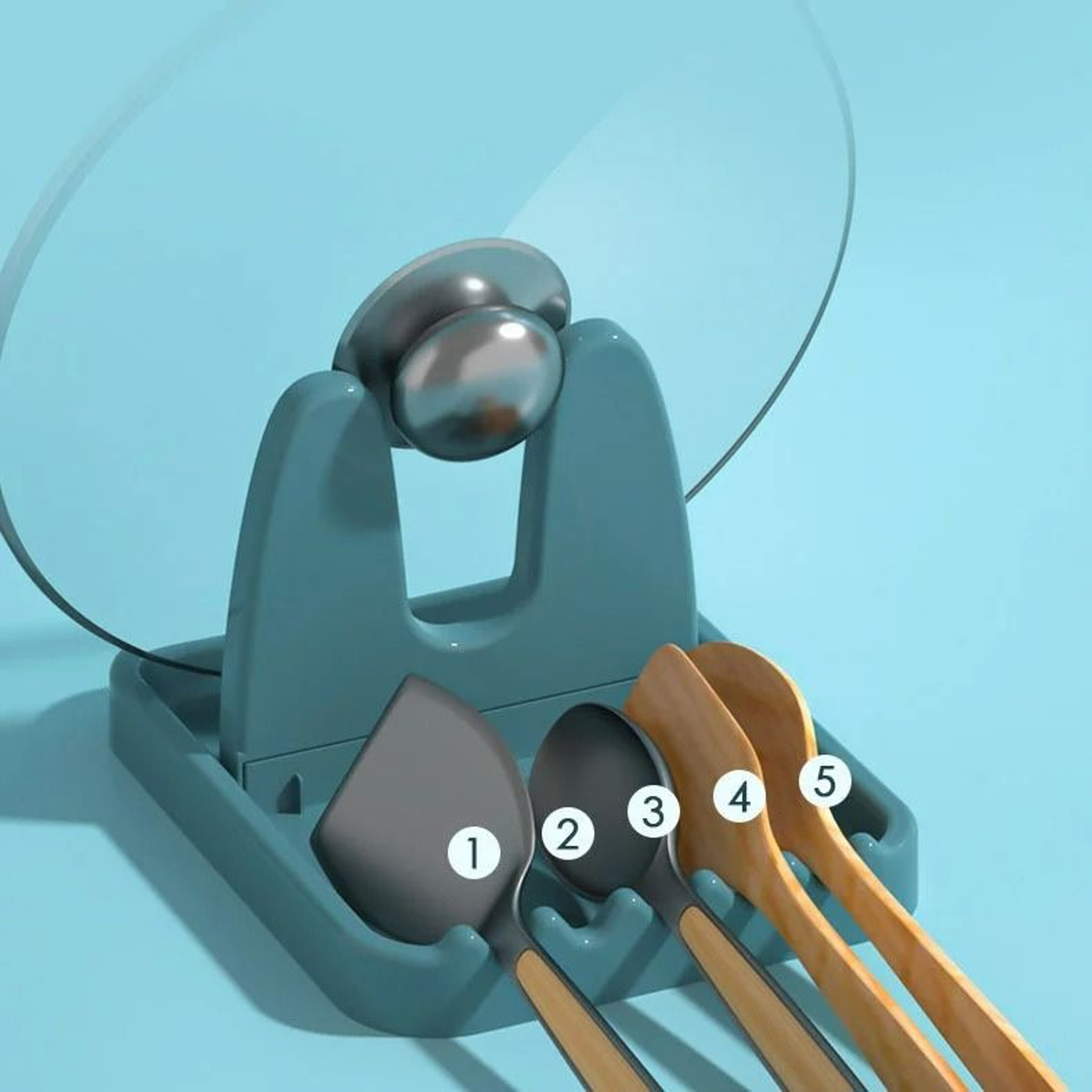 Foldable Pot Lid Rack And Spatula Stand 2