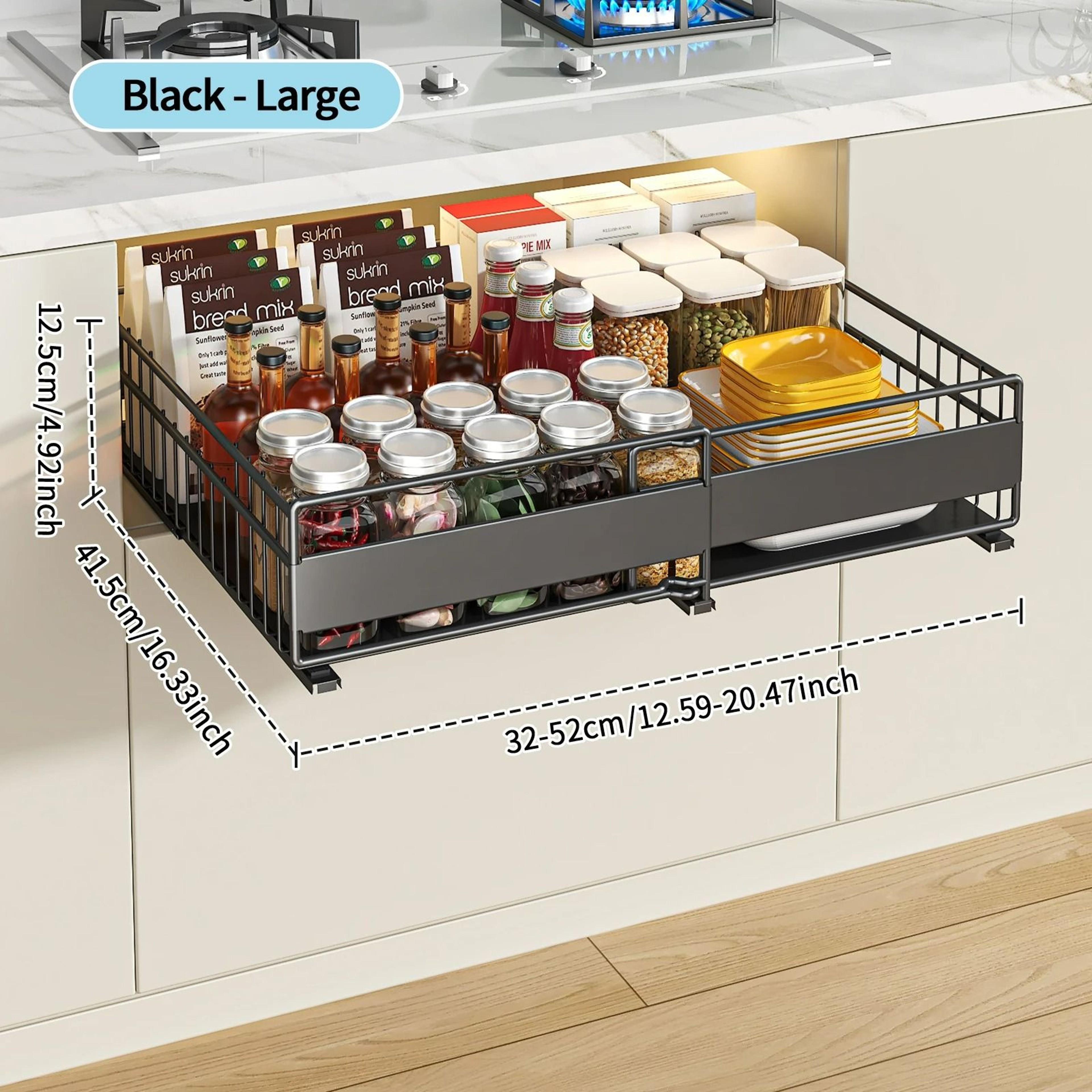 SlideOut UnderSink Cabinet Storage Drawer And Pot Rack 10