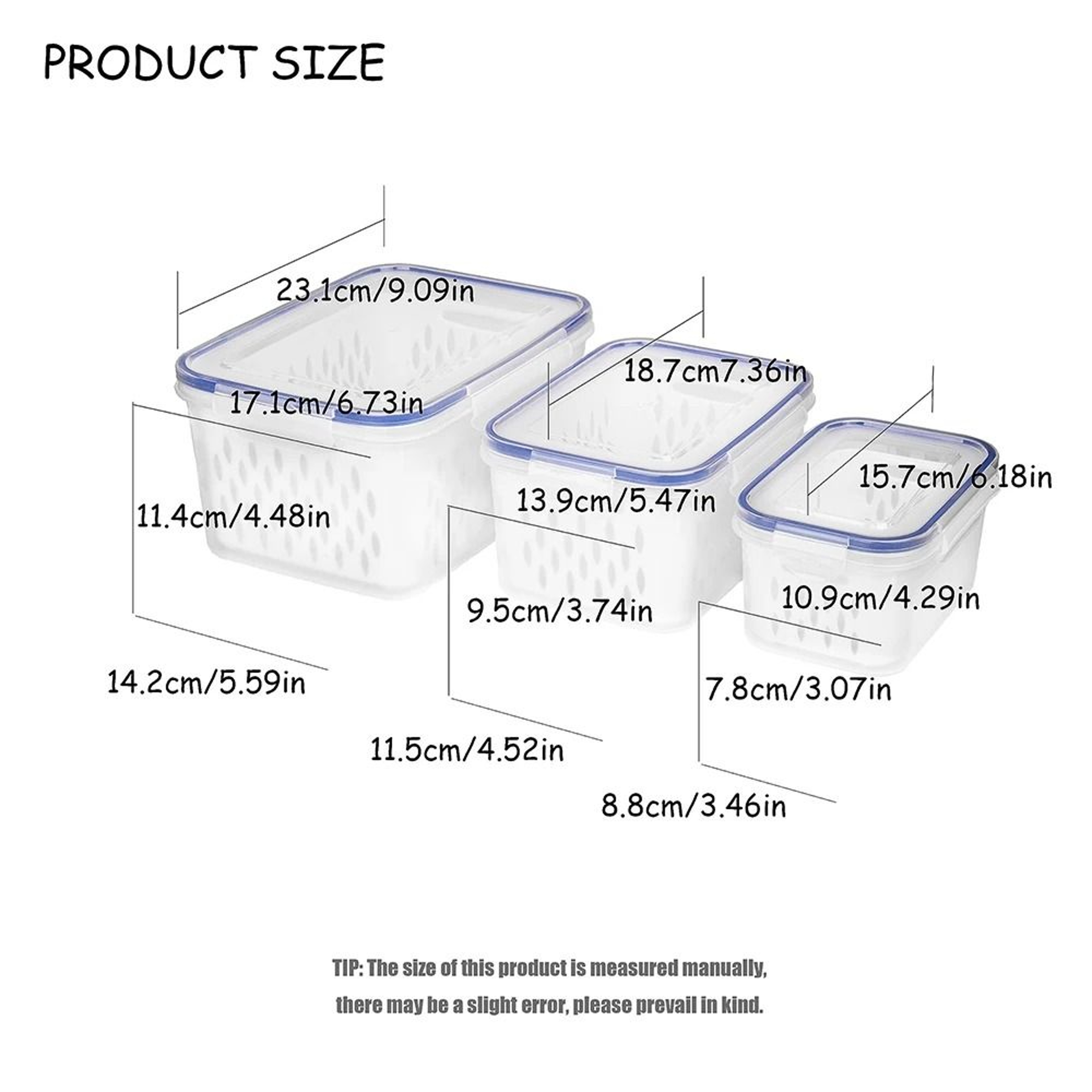 Fruit Storage Containers With Removable Colander Set 3