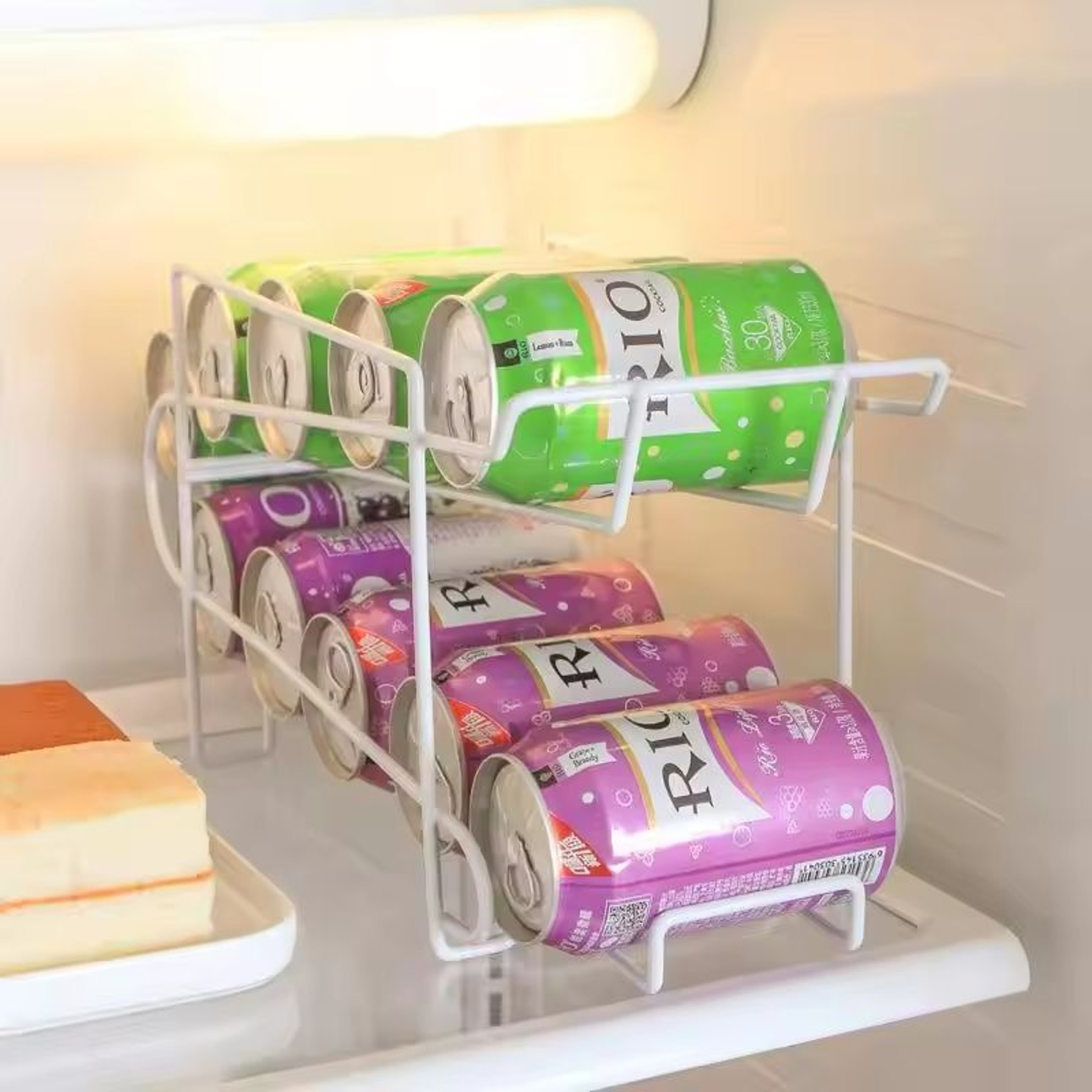 DoubleLayer Rolling Soda Can Dispenser And Beverage Storage Rack 2