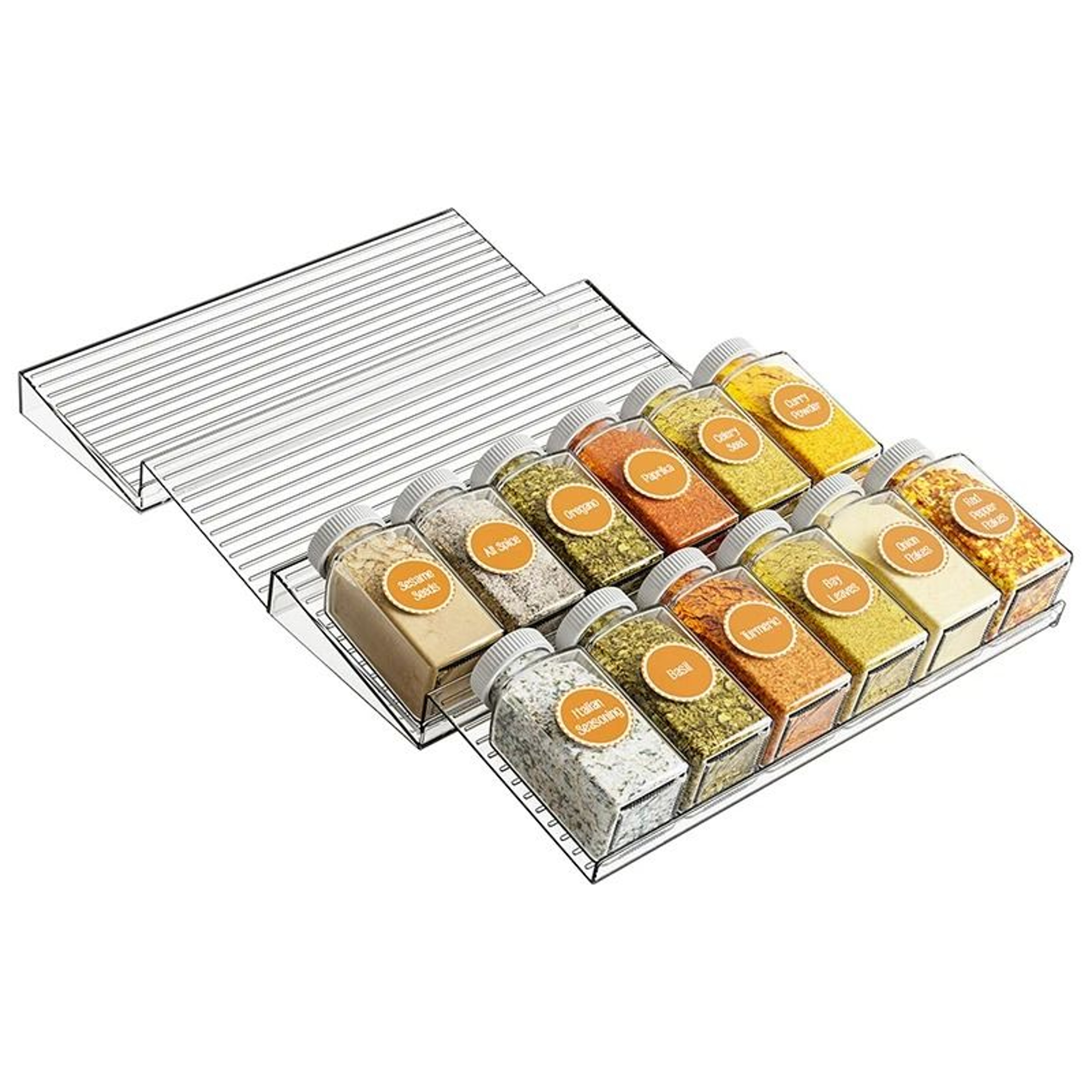 Adjustable Stepped Kitchen Drawer Spice Rack And Seasoning Bottle Organizer 0