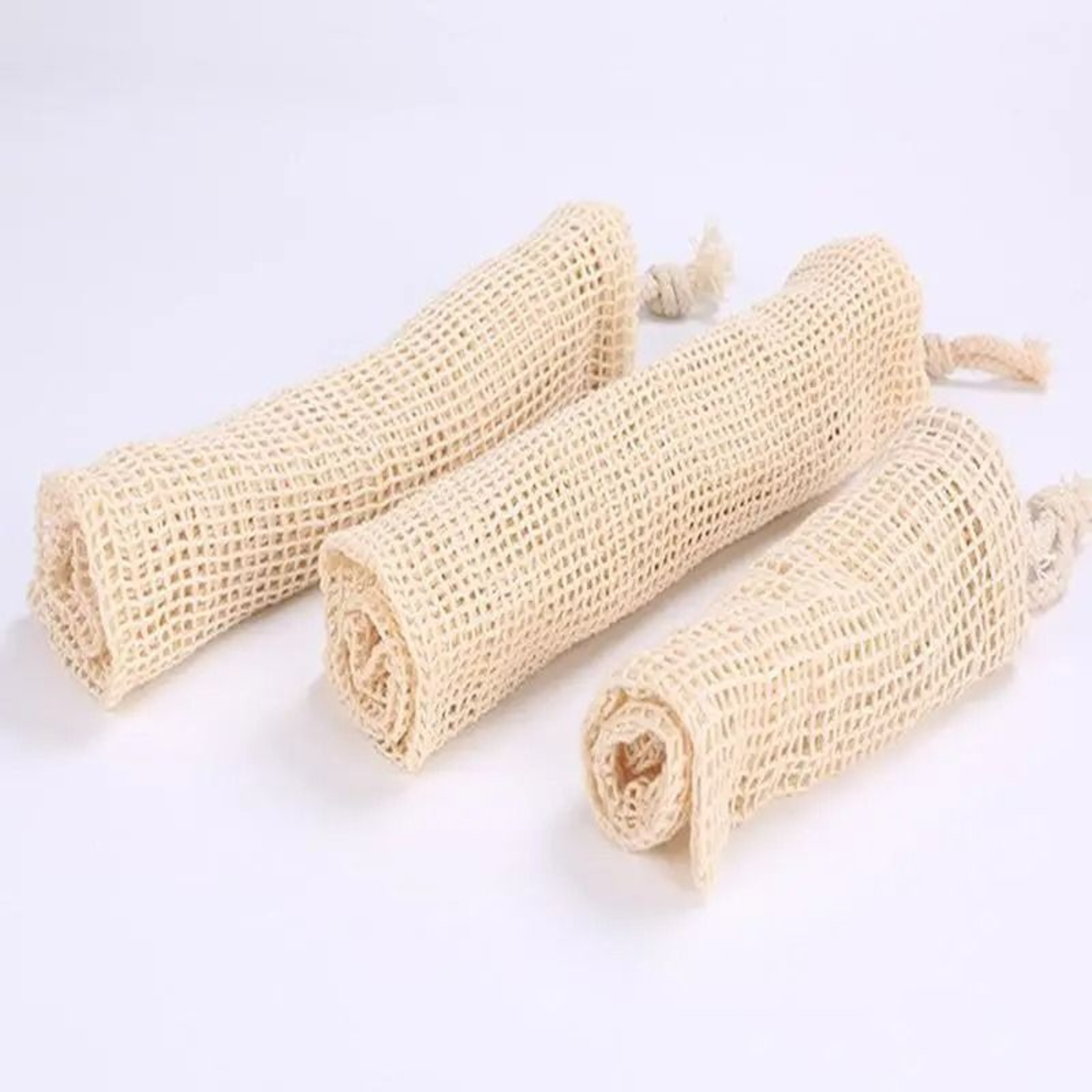 Reusable Cotton Mesh Produce Bags  Washable Vegetable Storage Set 3Piece Bundle 6