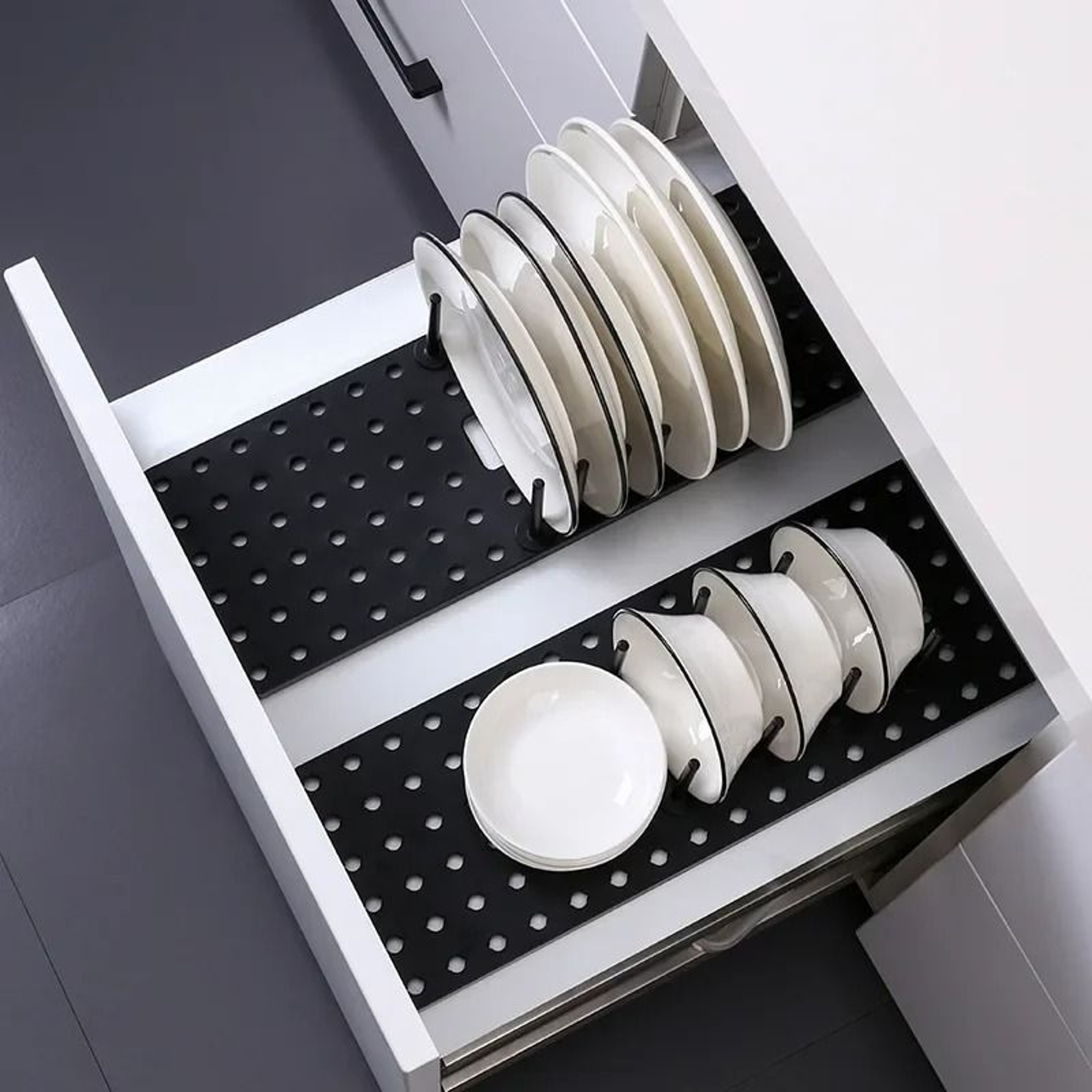 Telescopic Dish  Plate Drying Rack Organizer With Adjustable Pegs 1