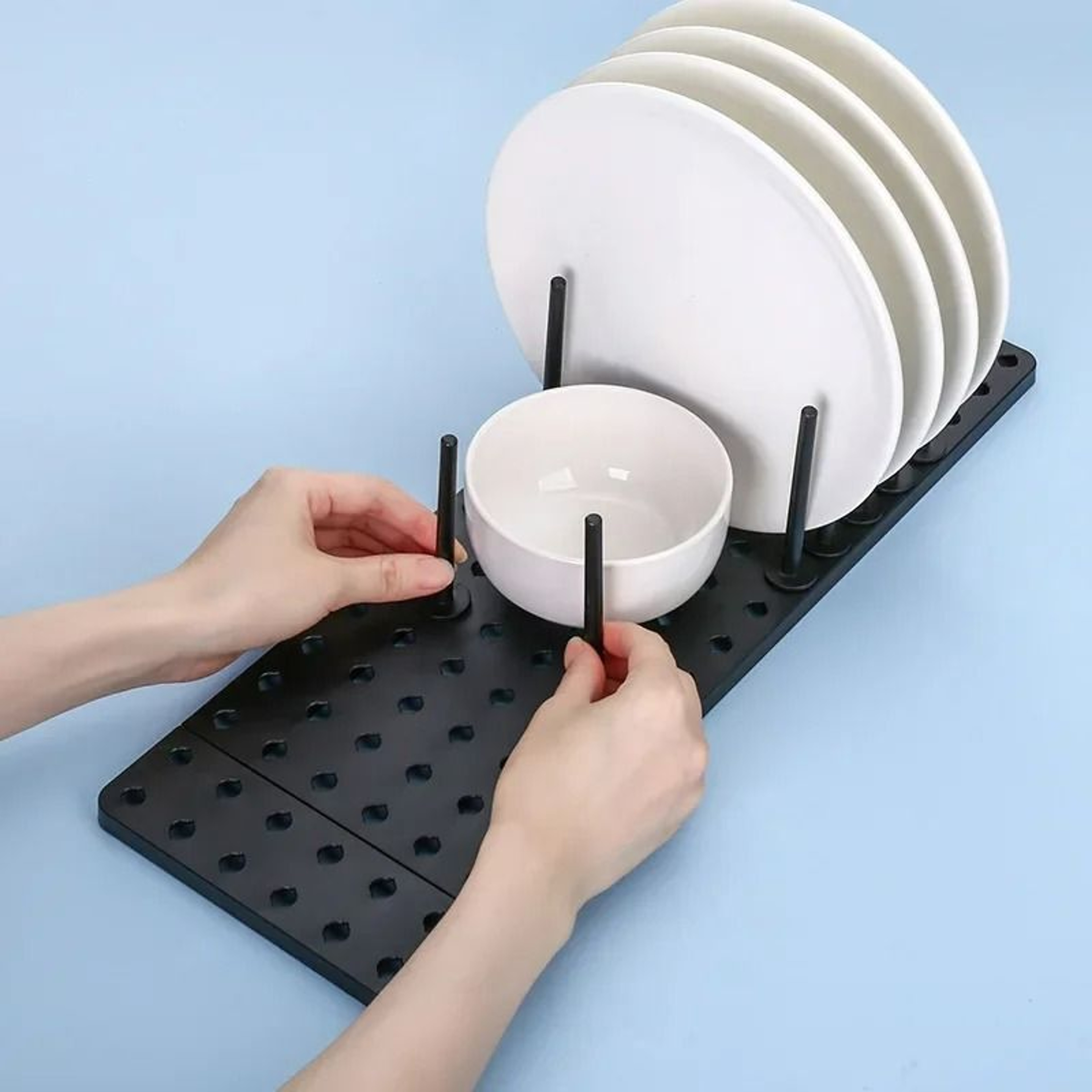 Telescopic Dish  Plate Drying Rack Organizer With Adjustable Pegs 3