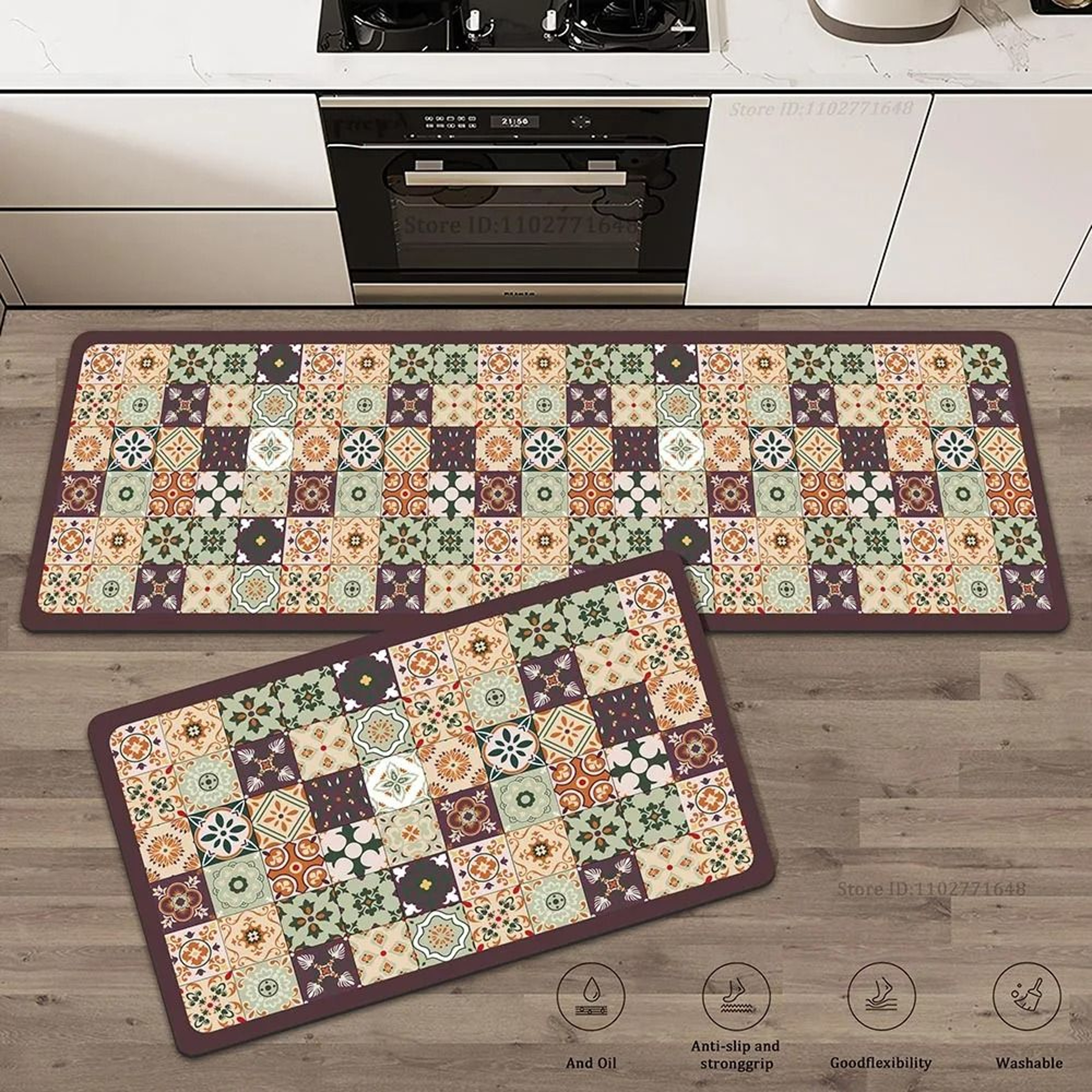 Colorful NonSlip Kitchen Carpet  Washable Absorbent Floor Mat 1