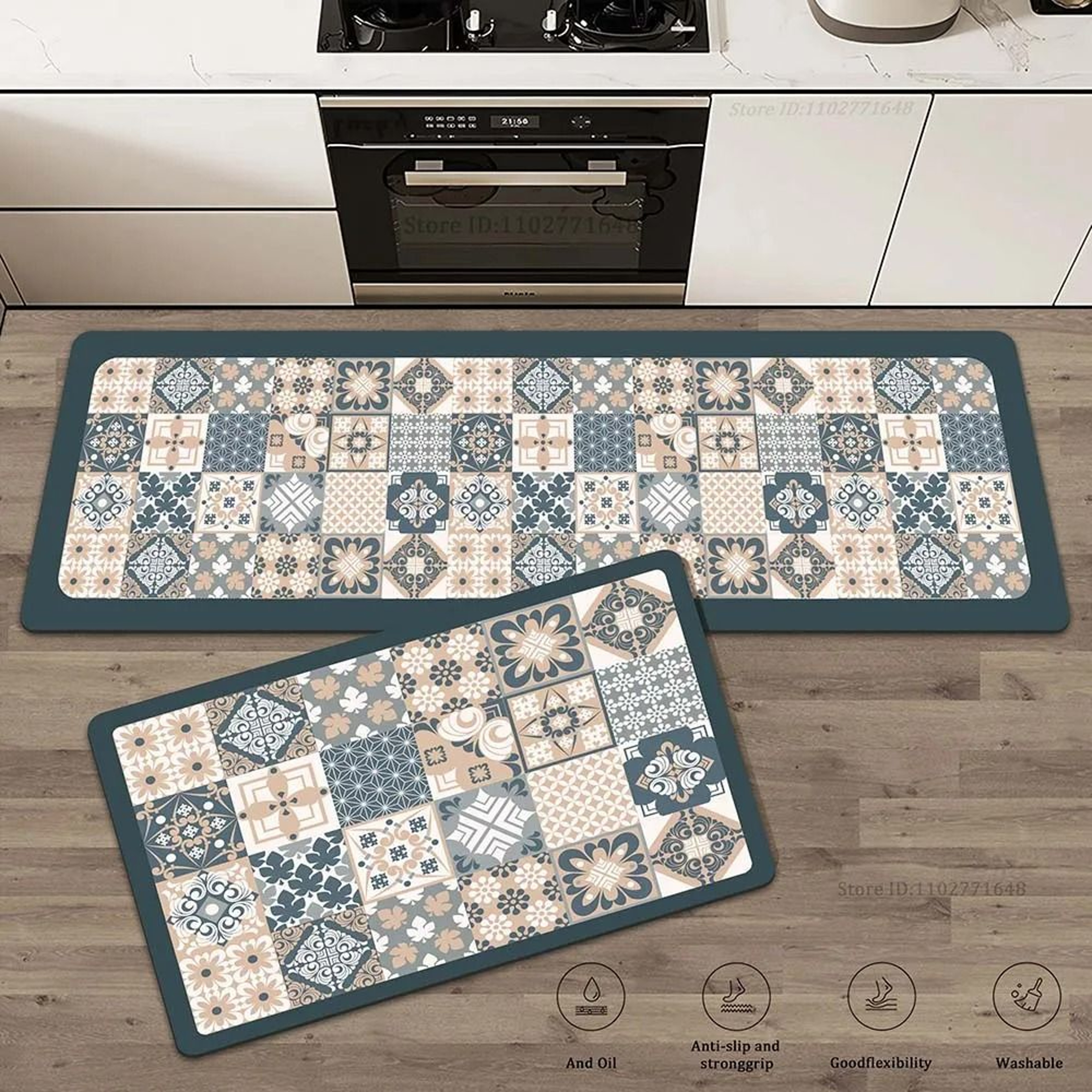 Colorful NonSlip Kitchen Carpet  Washable Absorbent Floor Mat 2