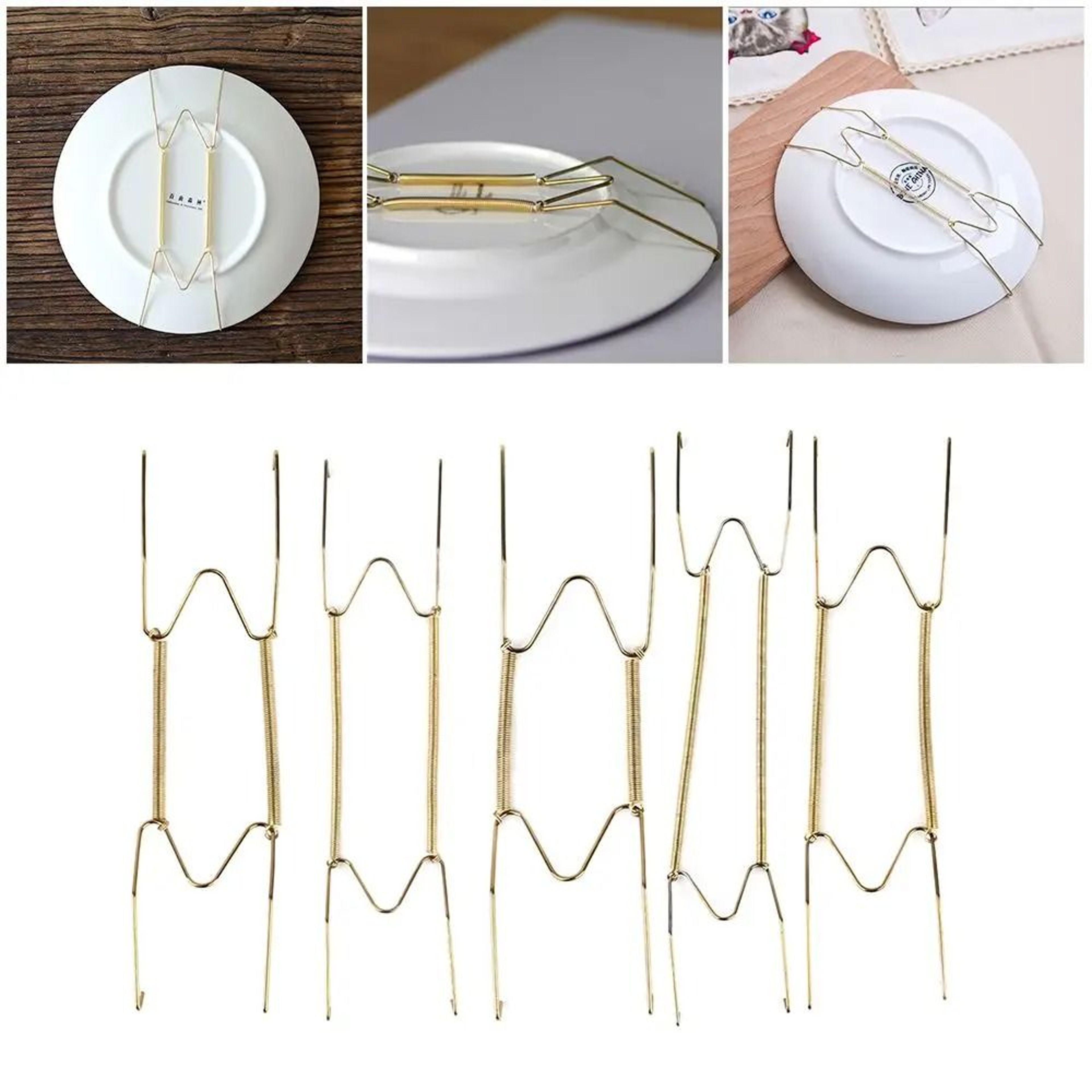 Invisible WType Wall Plate Hanger  Spring Dish Display Holder 2