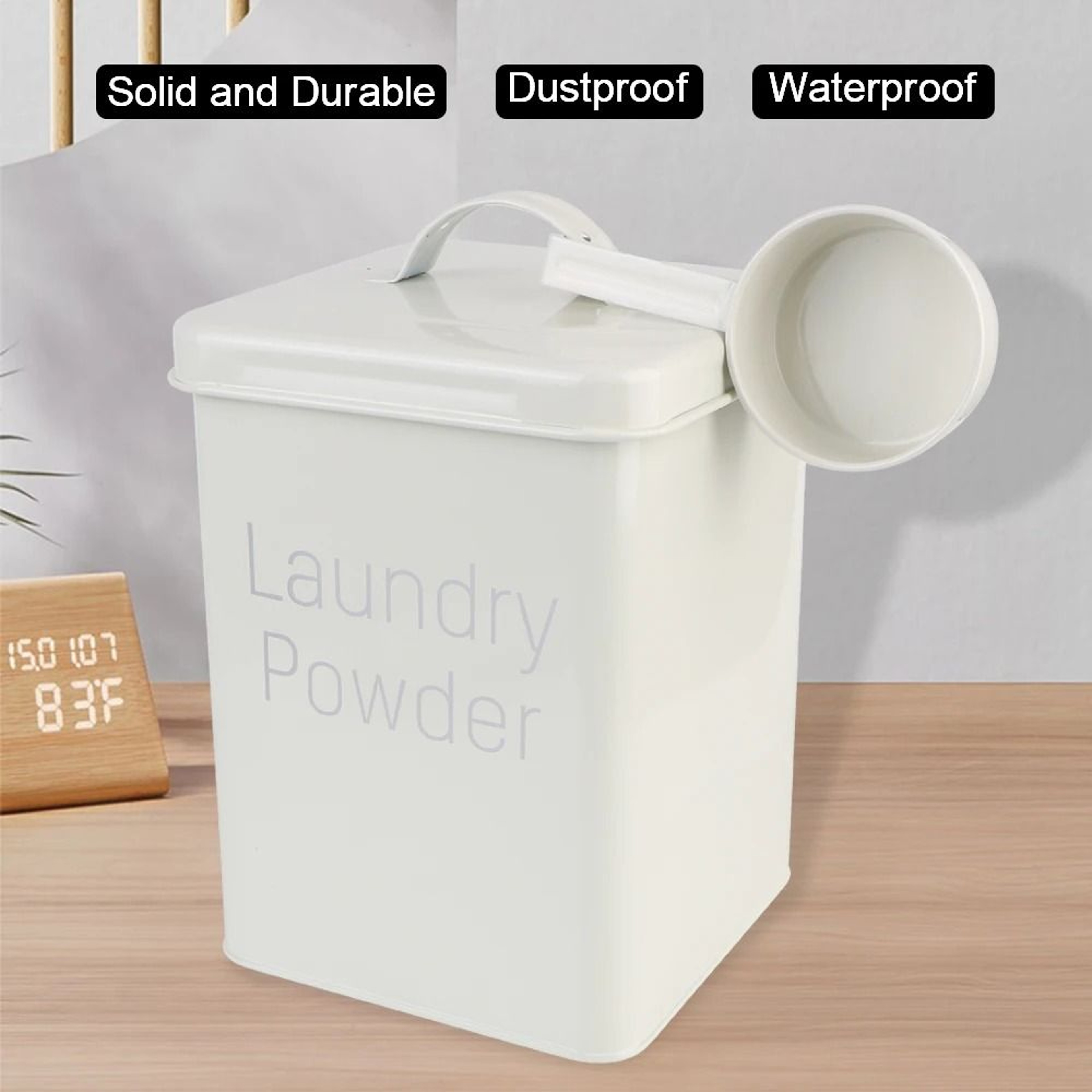 Laundry Detergent Storage Barrel  Grain Container With Measuring Cup 5