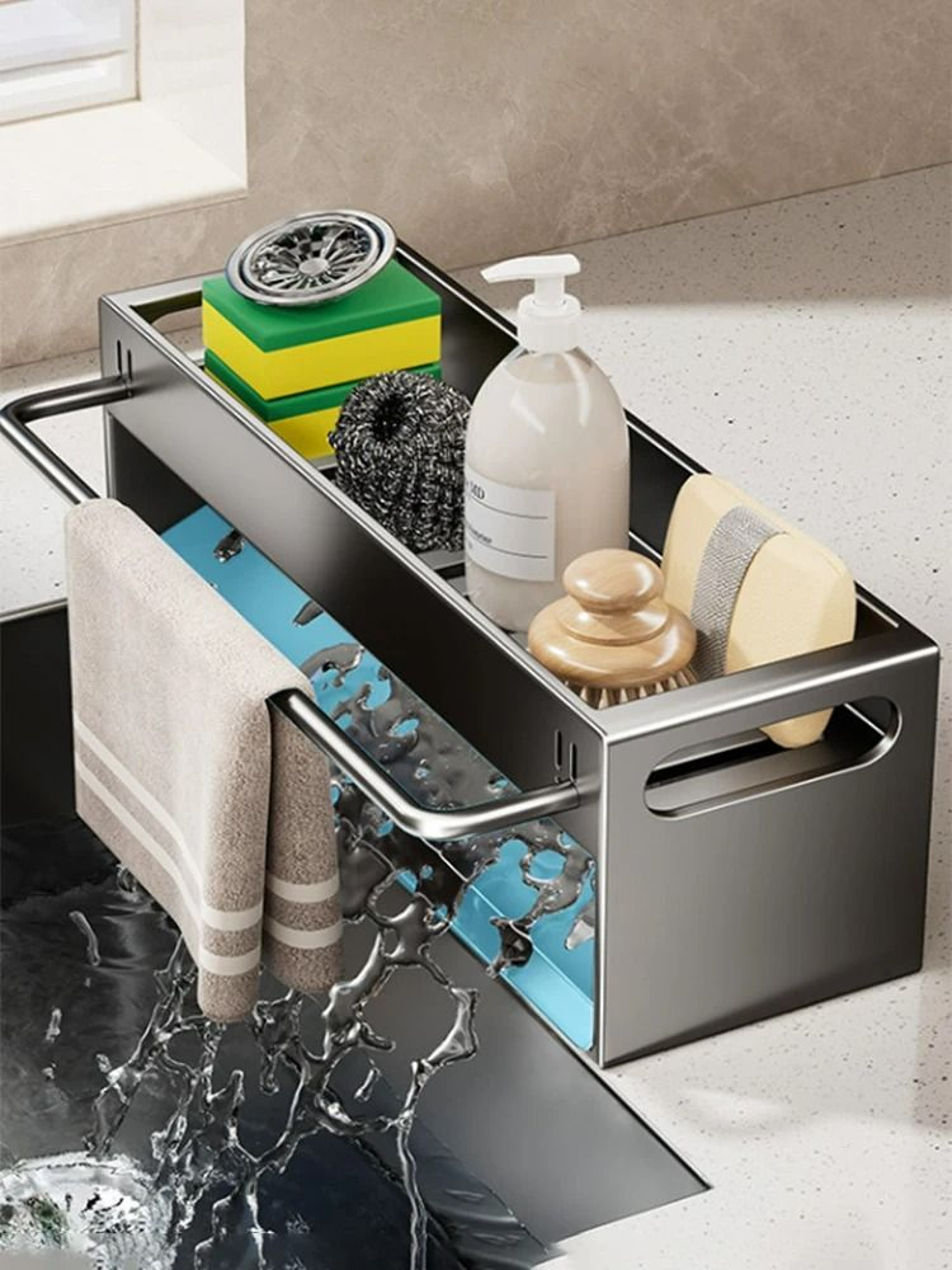 Extra Large Carbon Steel Sink Caddy  Kitchen Sponge Holder 1