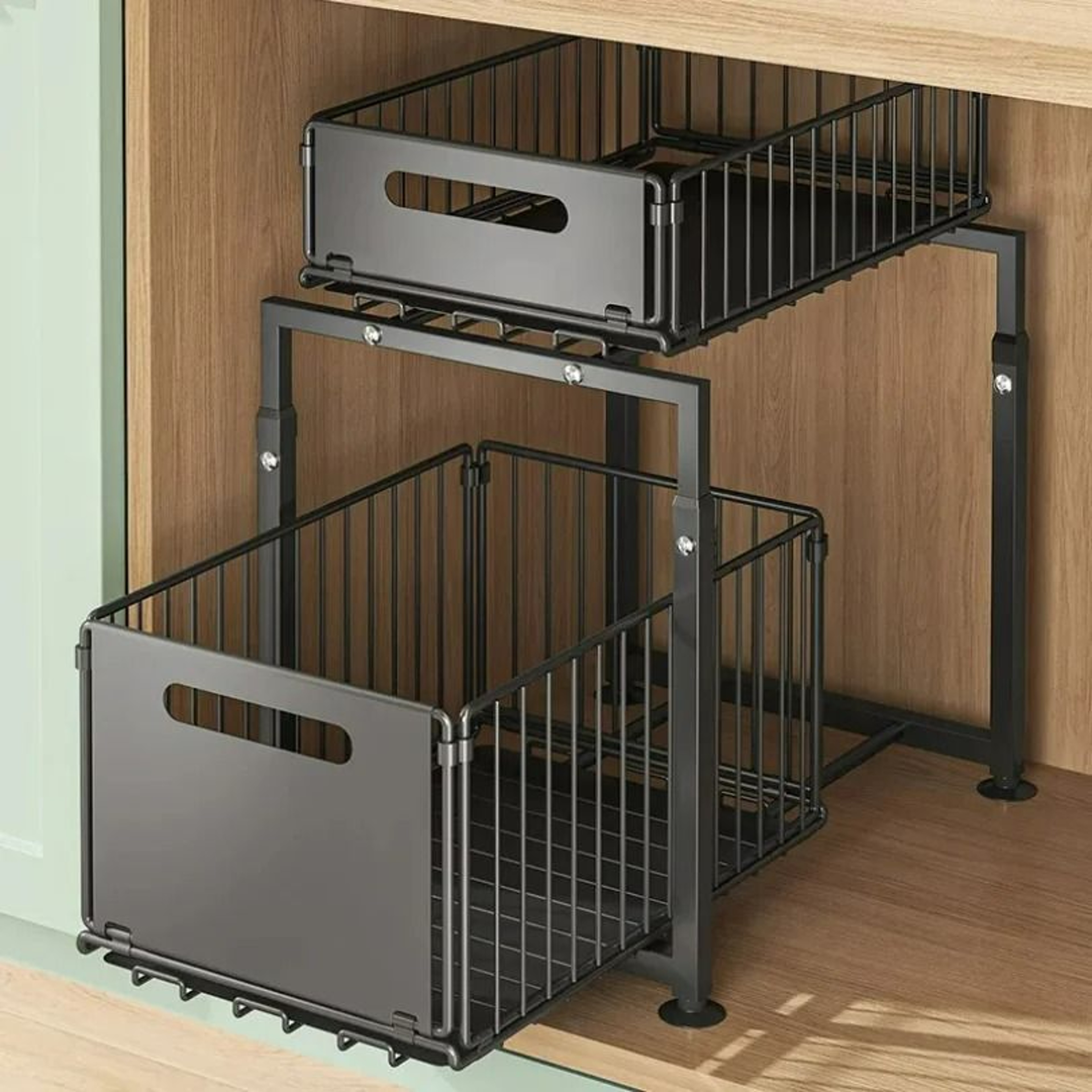 Kitchen Sink PullOut Storage Rack  DoubleLayer Organizer 1