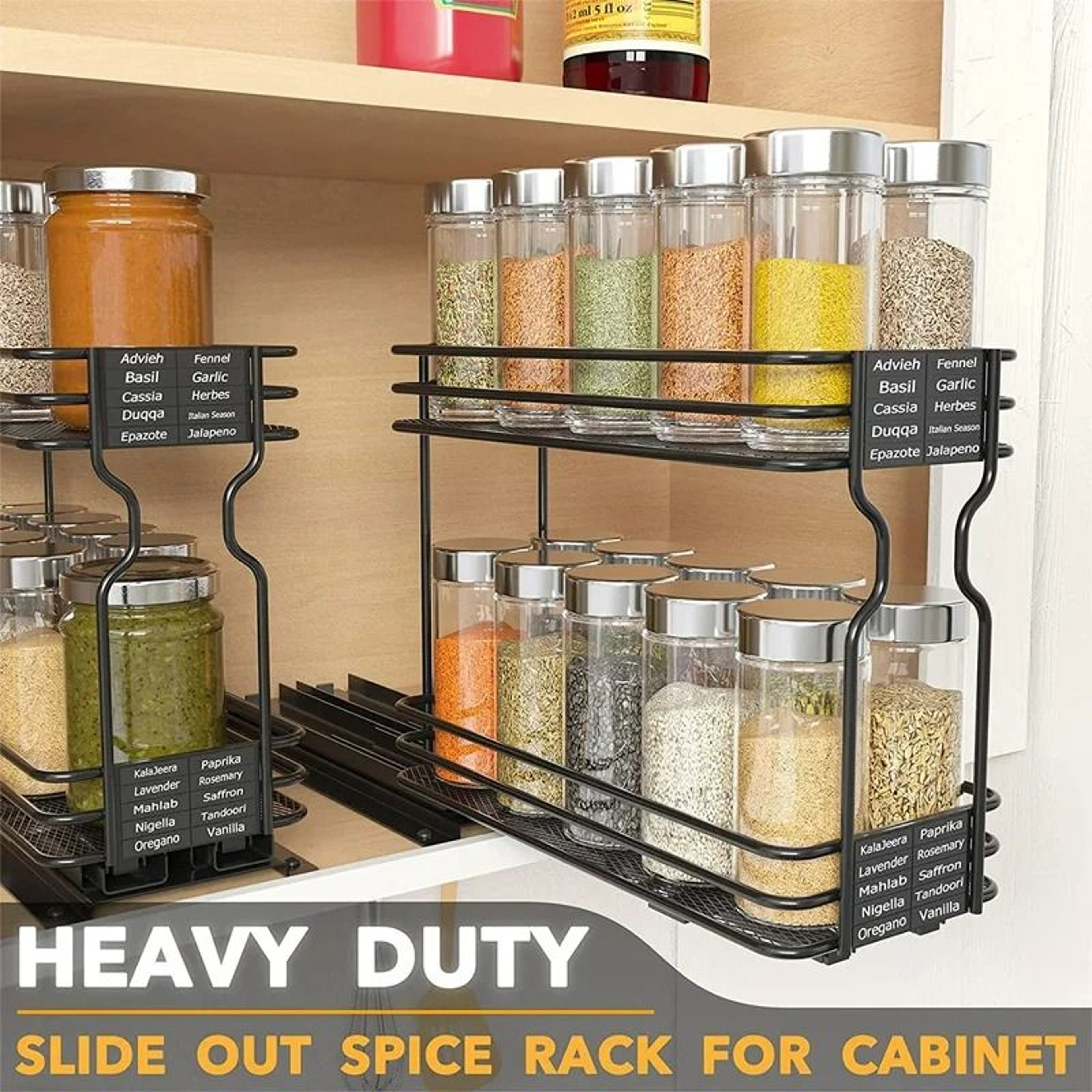 SlideOut Spice Rack Organizer  PullOut Metal Seasoning Drawer 0