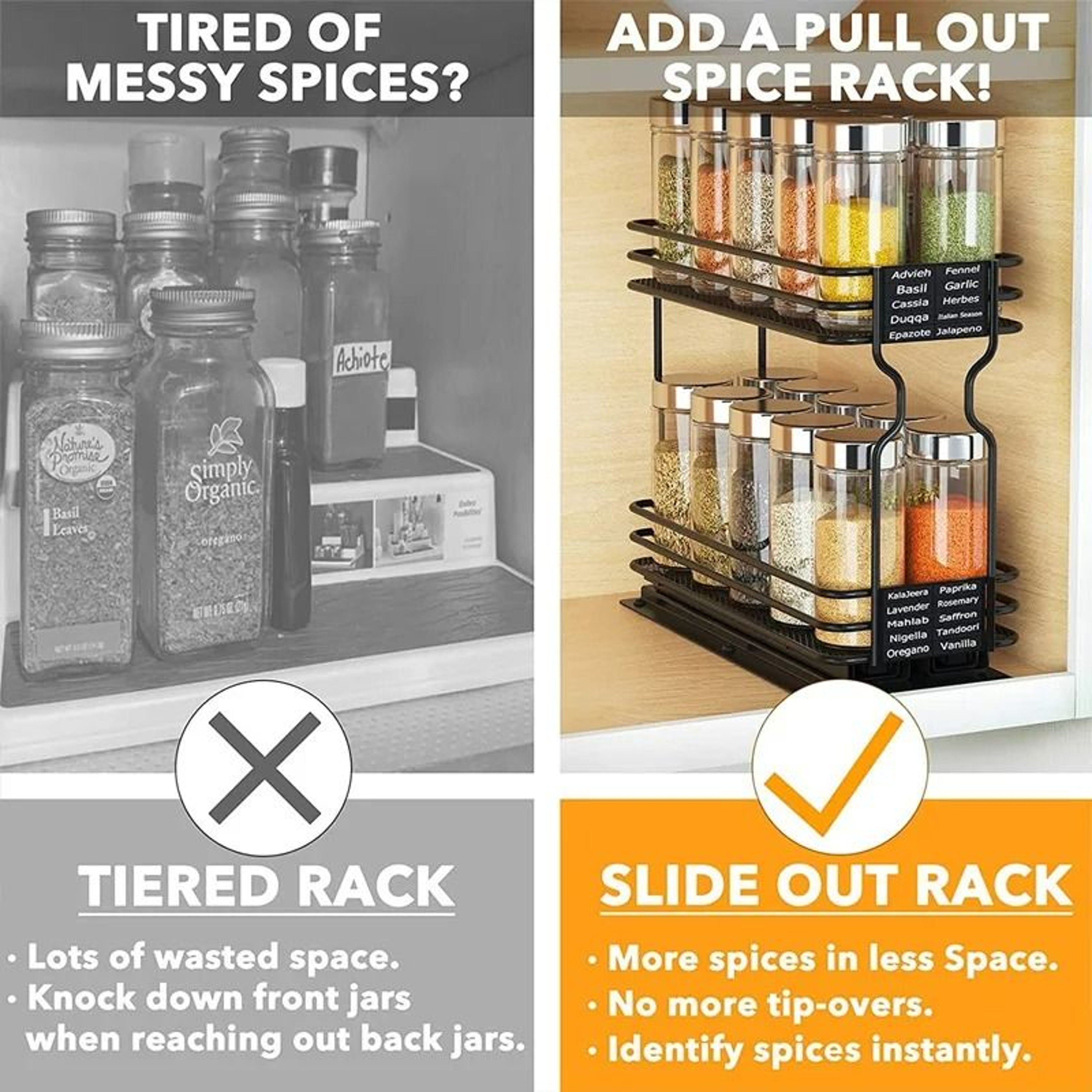 SlideOut Spice Rack Organizer  PullOut Metal Seasoning Drawer 1