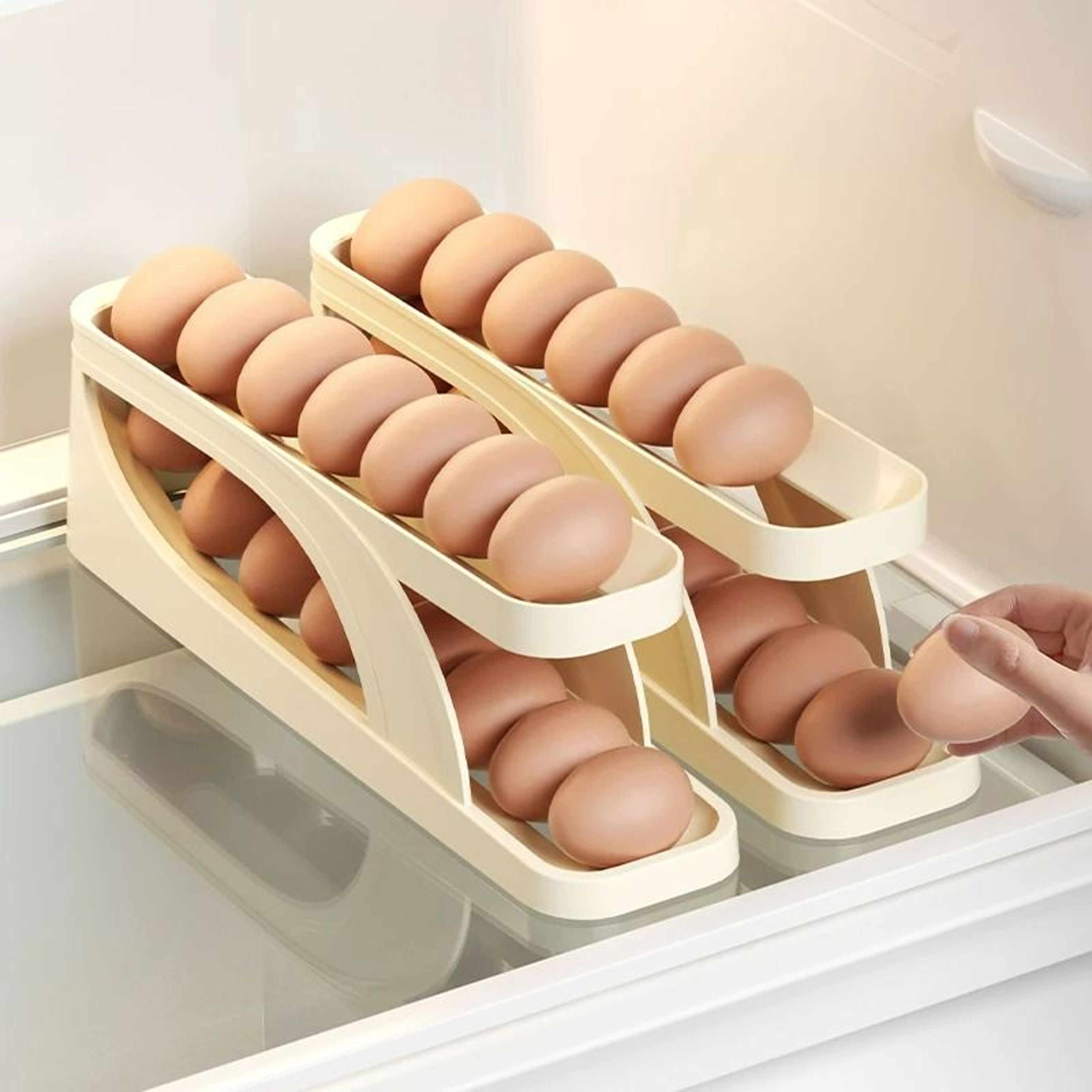Kitchen Countertop SlideOut Egg Holder  Refrigerator Egg Roller Box 1