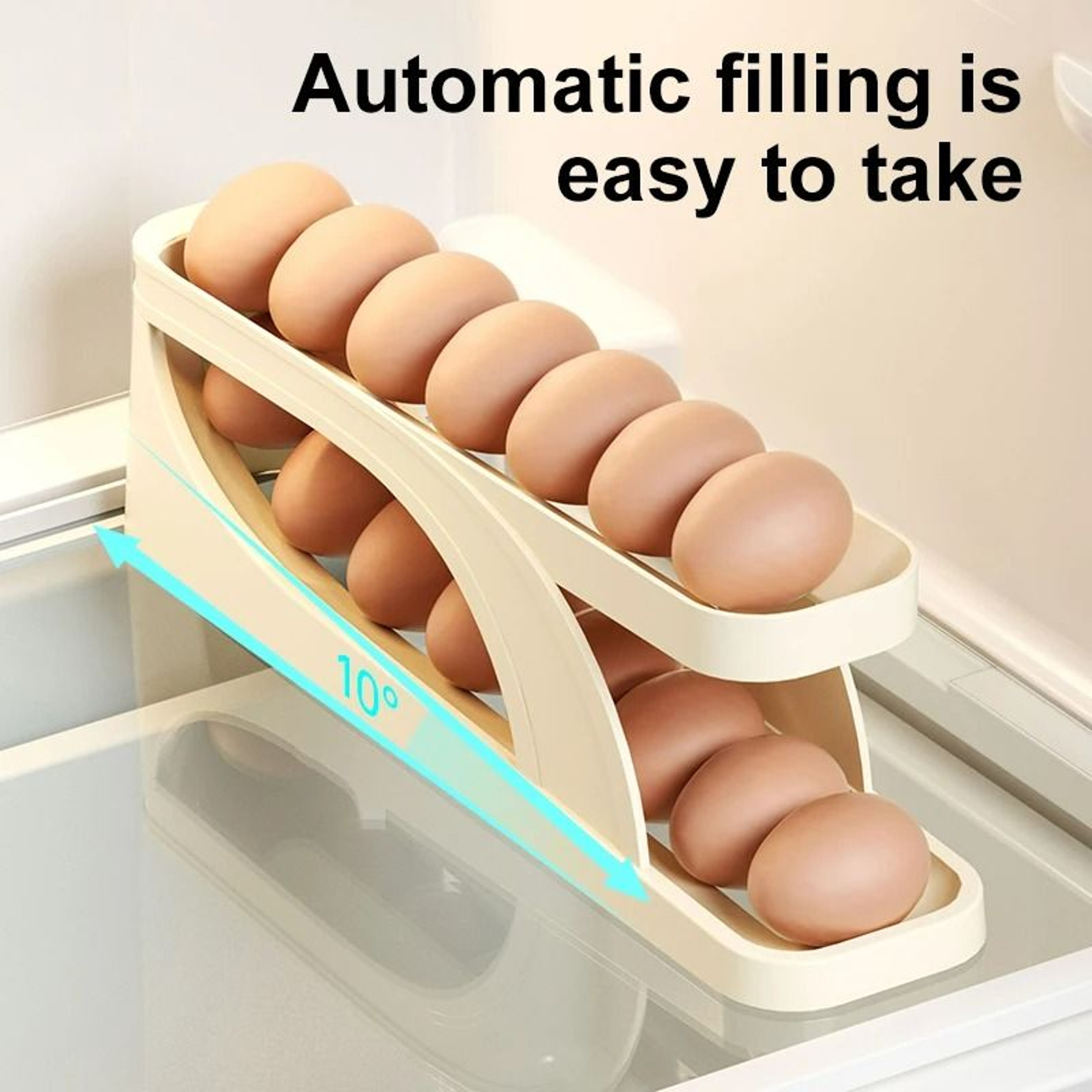 Kitchen Countertop SlideOut Egg Holder  Refrigerator Egg Roller Box 0