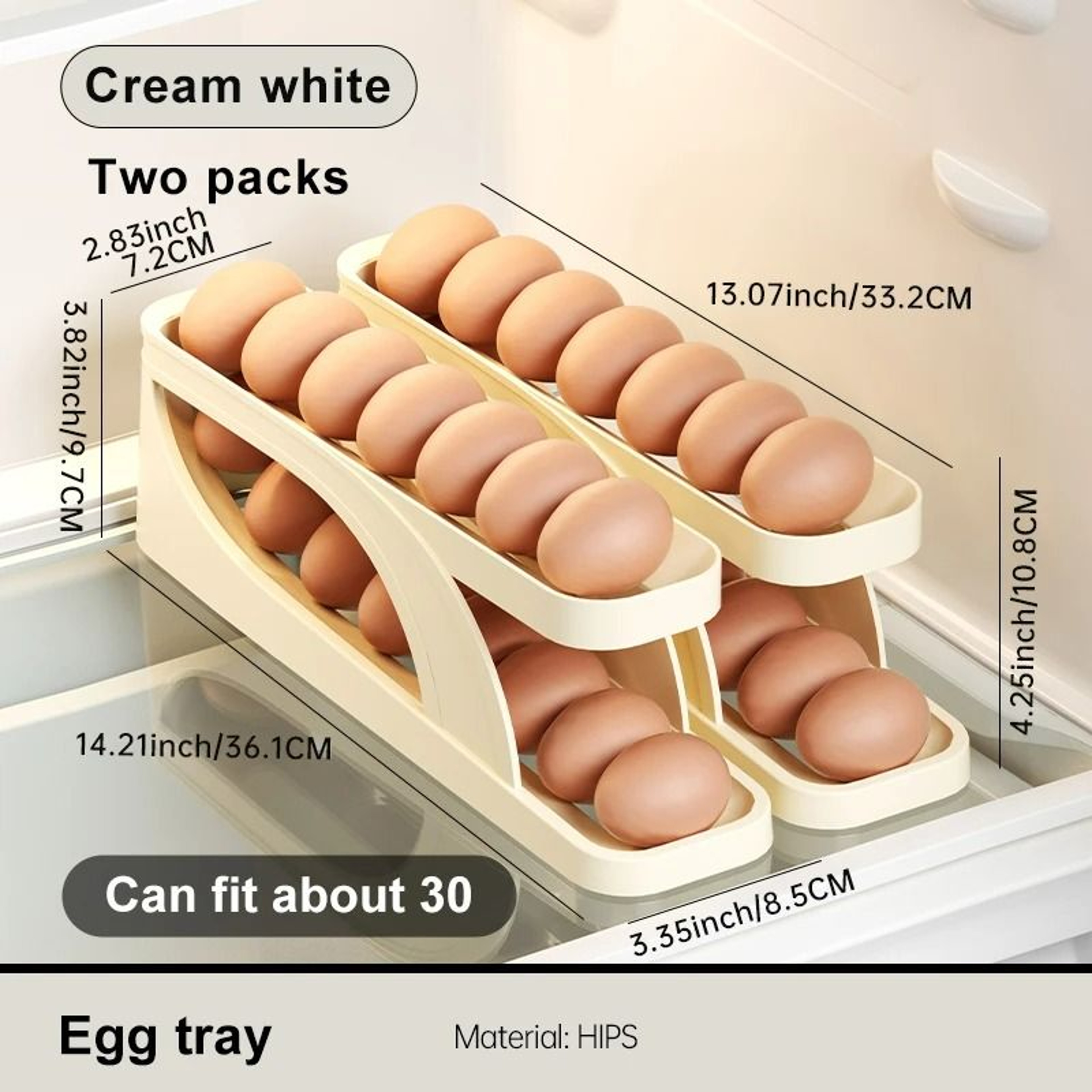 Kitchen Countertop SlideOut Egg Holder  Refrigerator Egg Roller Box 6