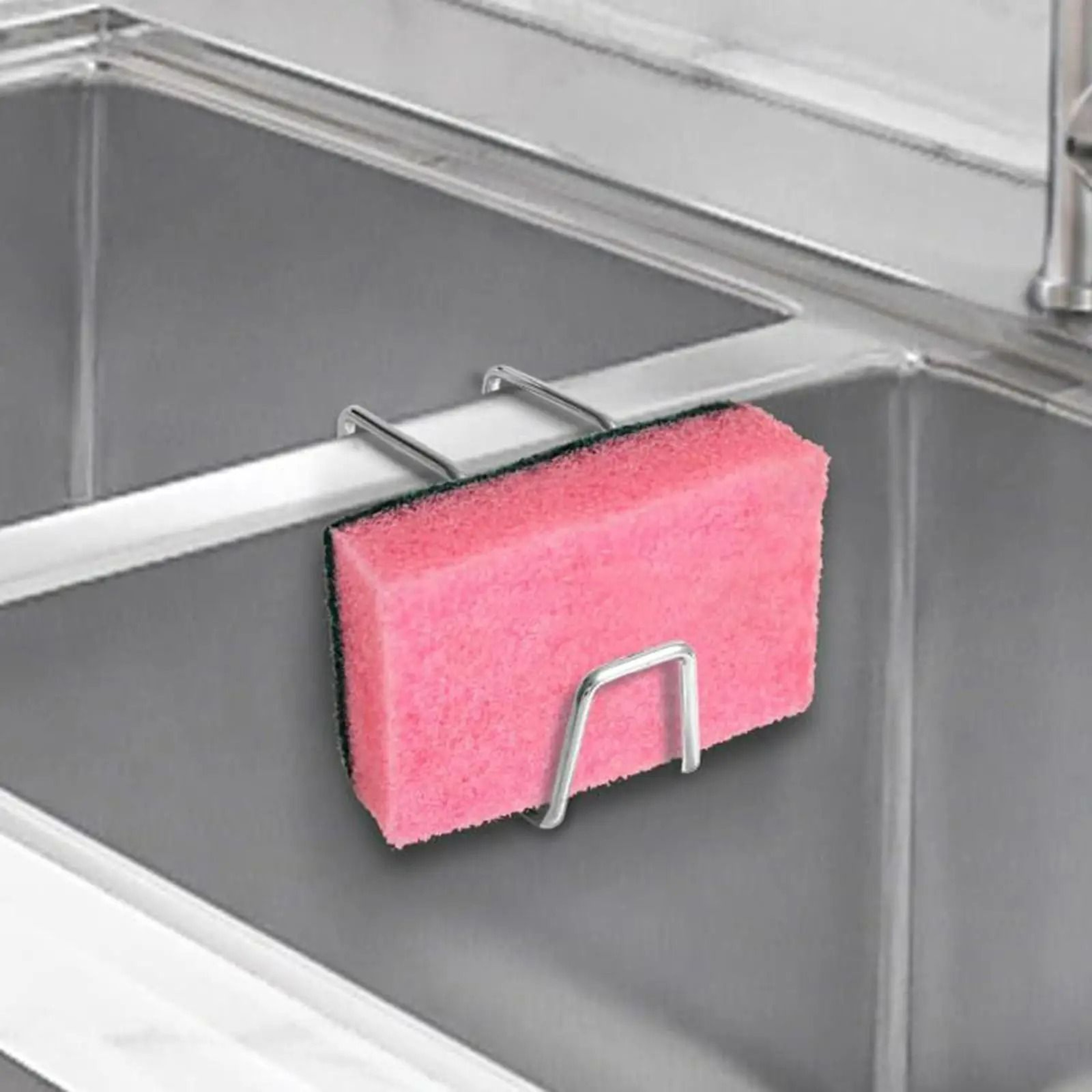 Sponge Holder For Kitchen Sink  Compact Waterproof Metal Organization Rack 0