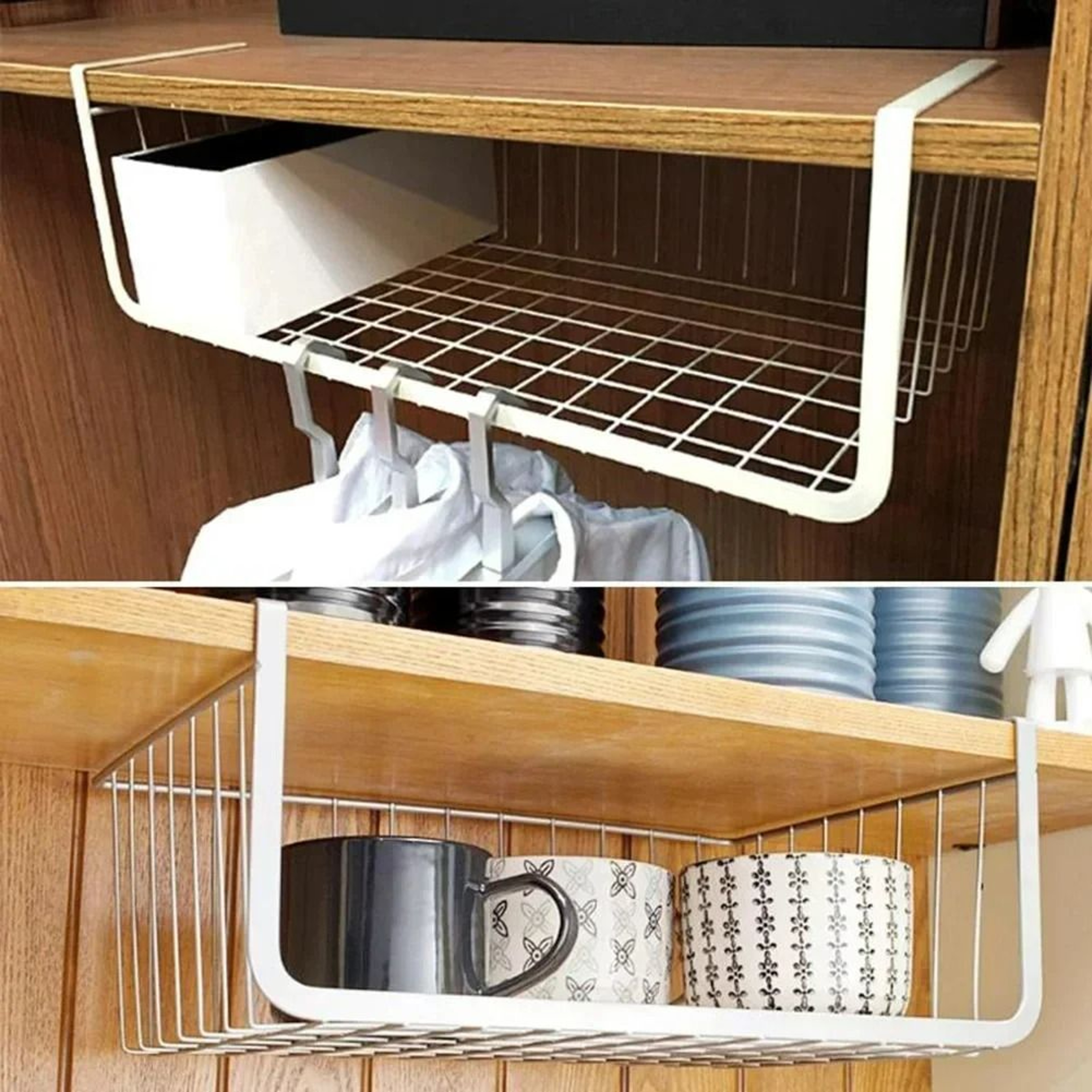 New UnderShelf Hanging Mesh Basket  Wire Cupboard Organizer 1