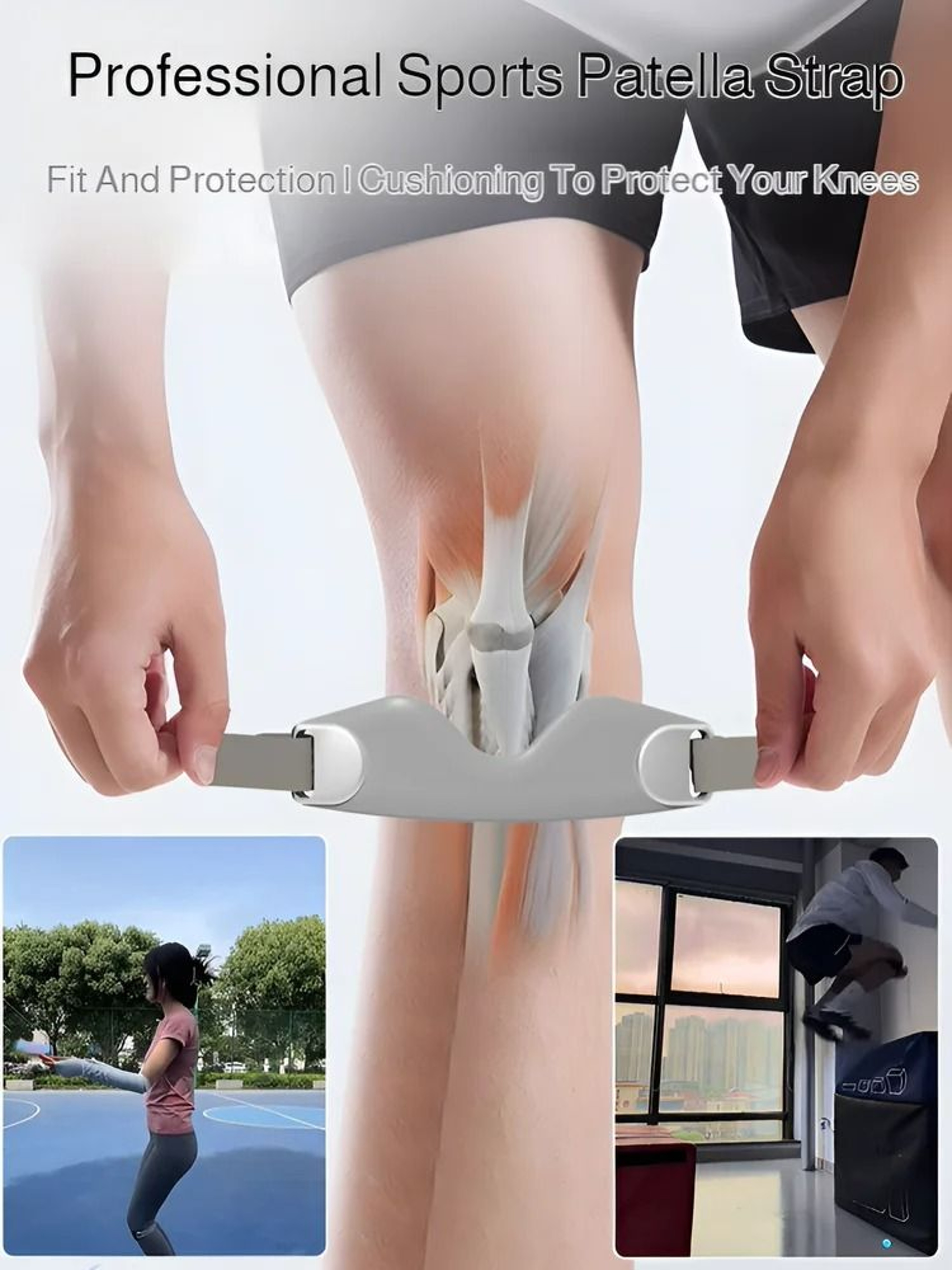 Patella Knee Strap  Adjustable Silicone Tendon Stabilizer Support Bands 2
