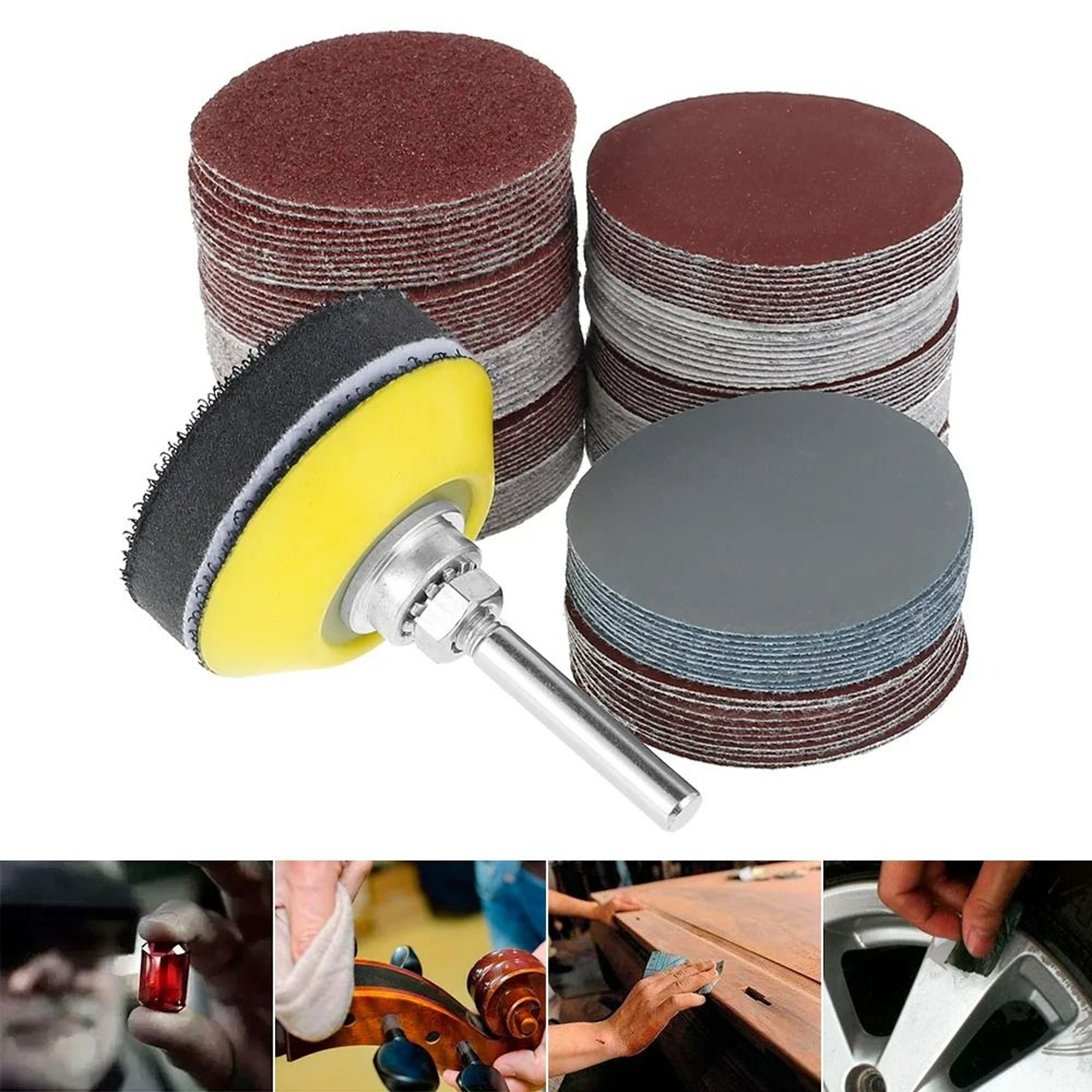 120Piece MultiGrit Sanding Disc Set  2Inch Rotary Tool Adapter Kit 7