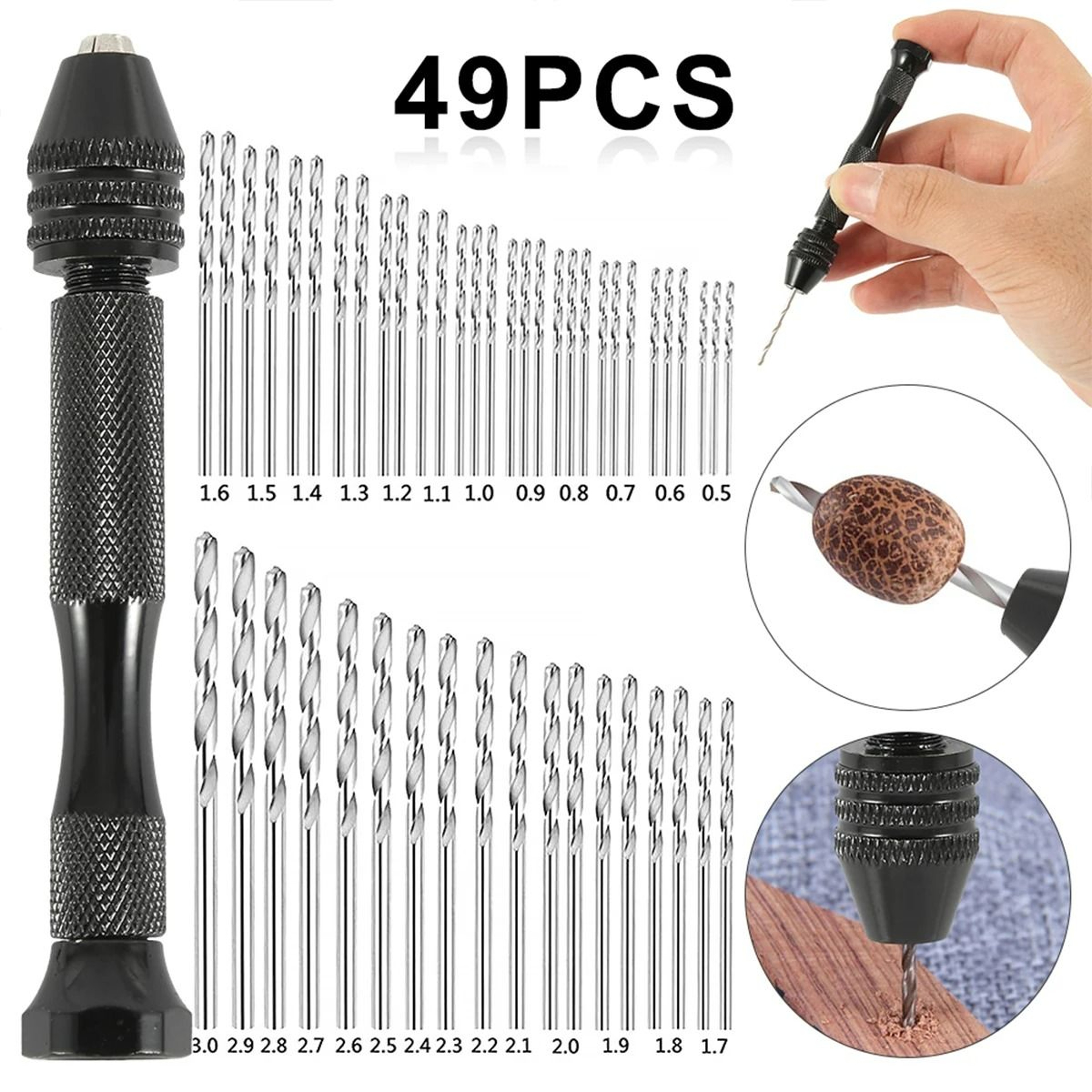 49Piece Precision Aluminum Hand Drill Set  Micro Twist Drill Bit Kit 1