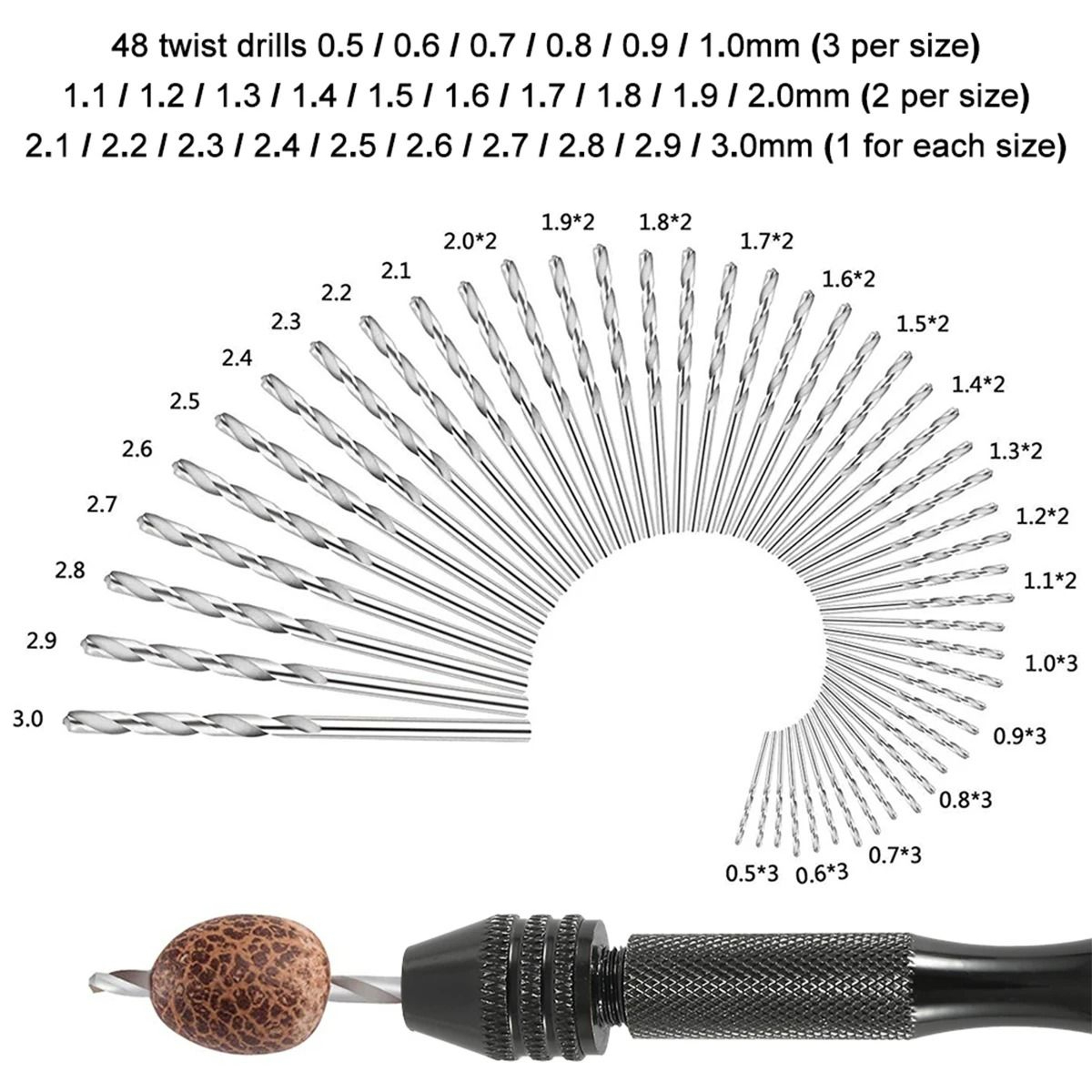 49Piece Precision Aluminum Hand Drill Set  Micro Twist Drill Bit Kit 5