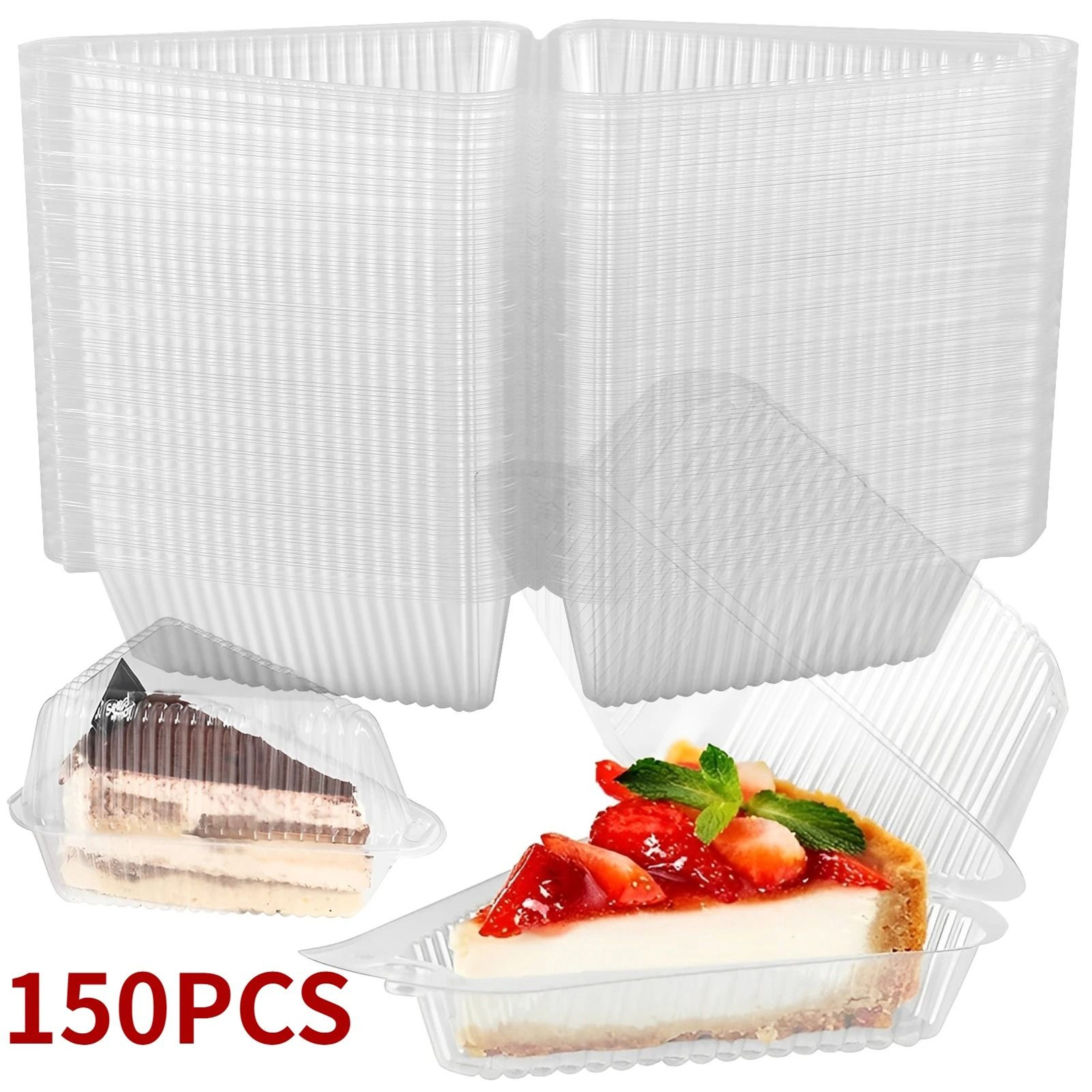 150Piece Clear Triangular Cake Slice Containers  Hinged Mousse Dessert Packaging Boxes 1