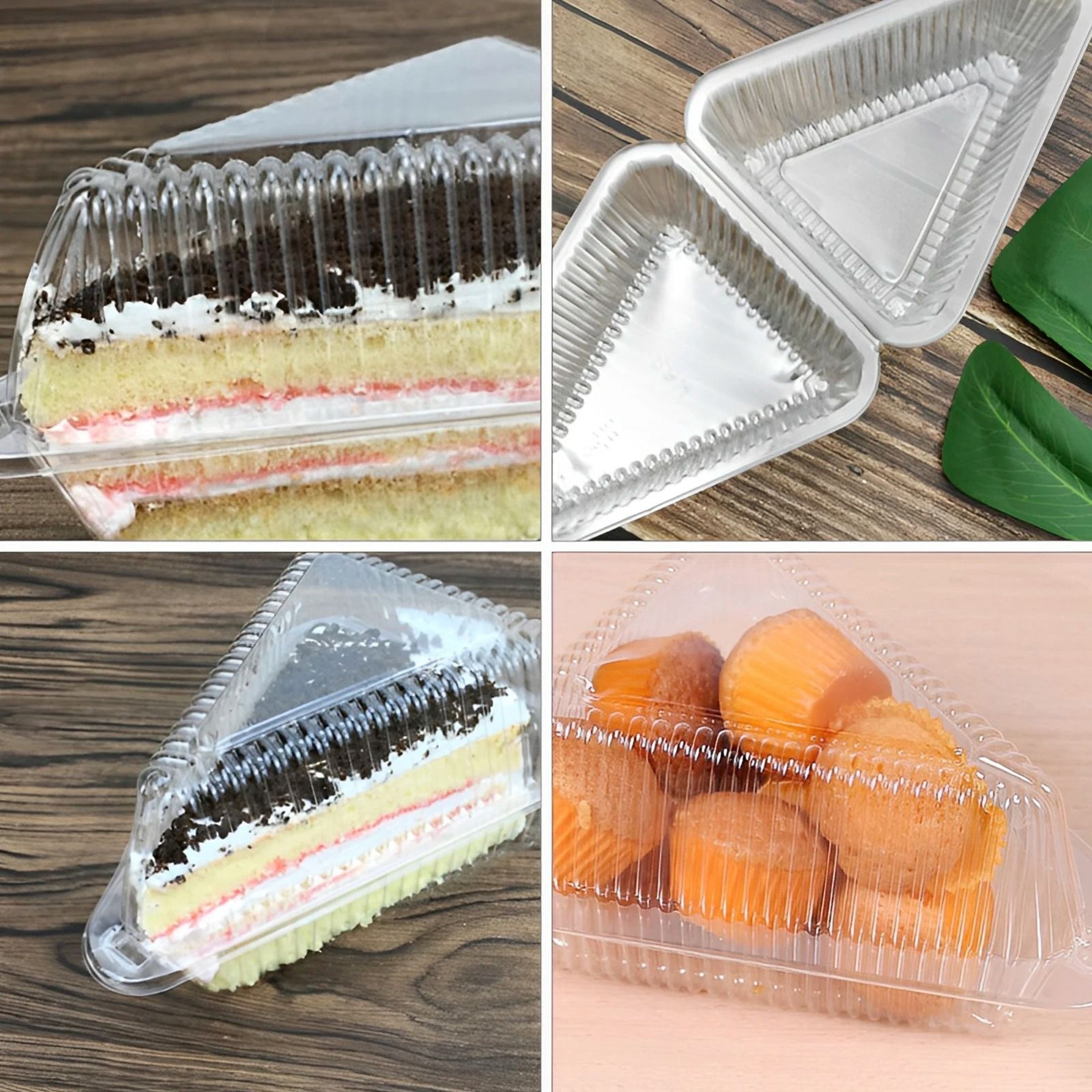 150Piece Clear Triangular Cake Slice Containers  Hinged Mousse Dessert Packaging Boxes 4
